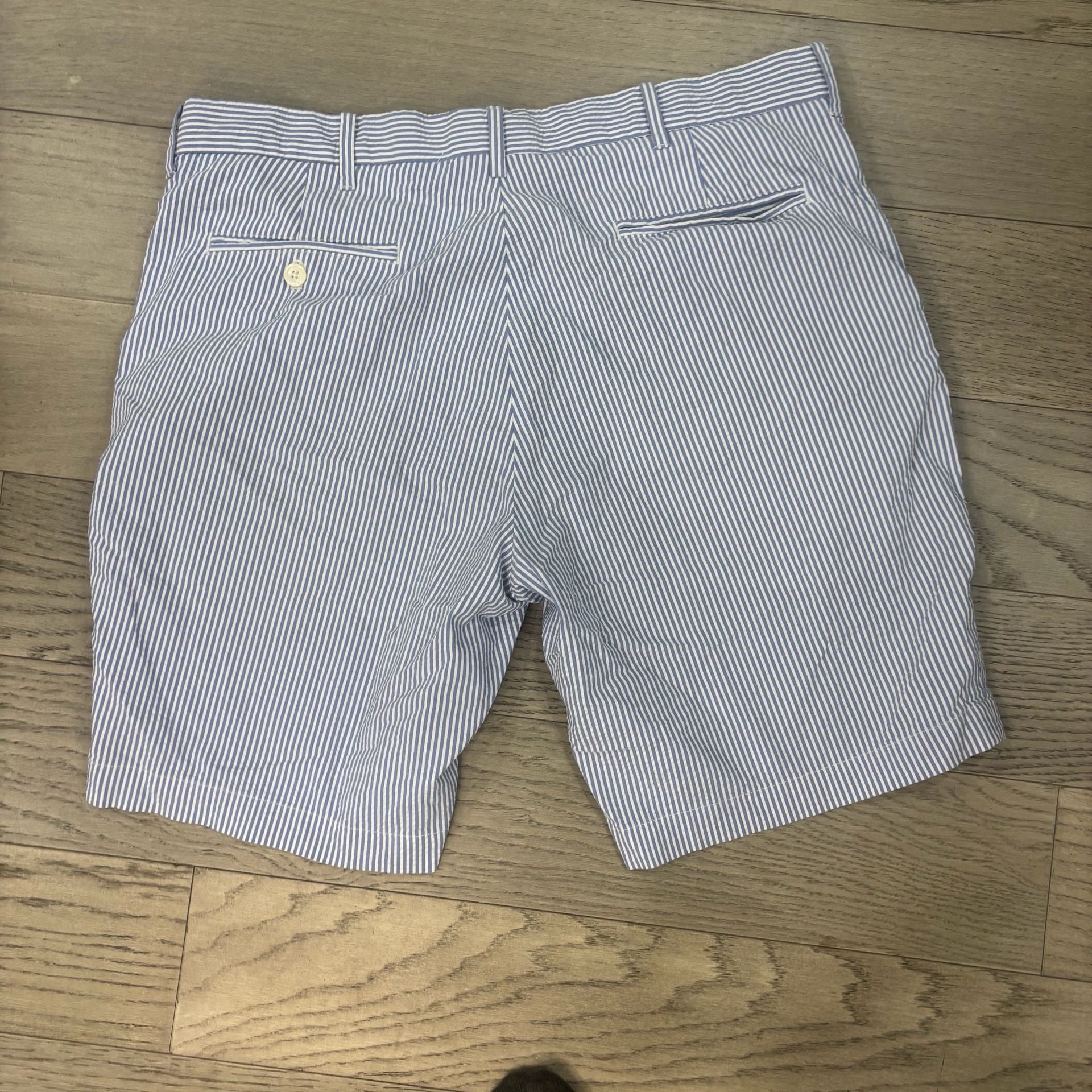 Polo Ralph Lauren Seersucker Shorts Blue White Striped Size 36 4