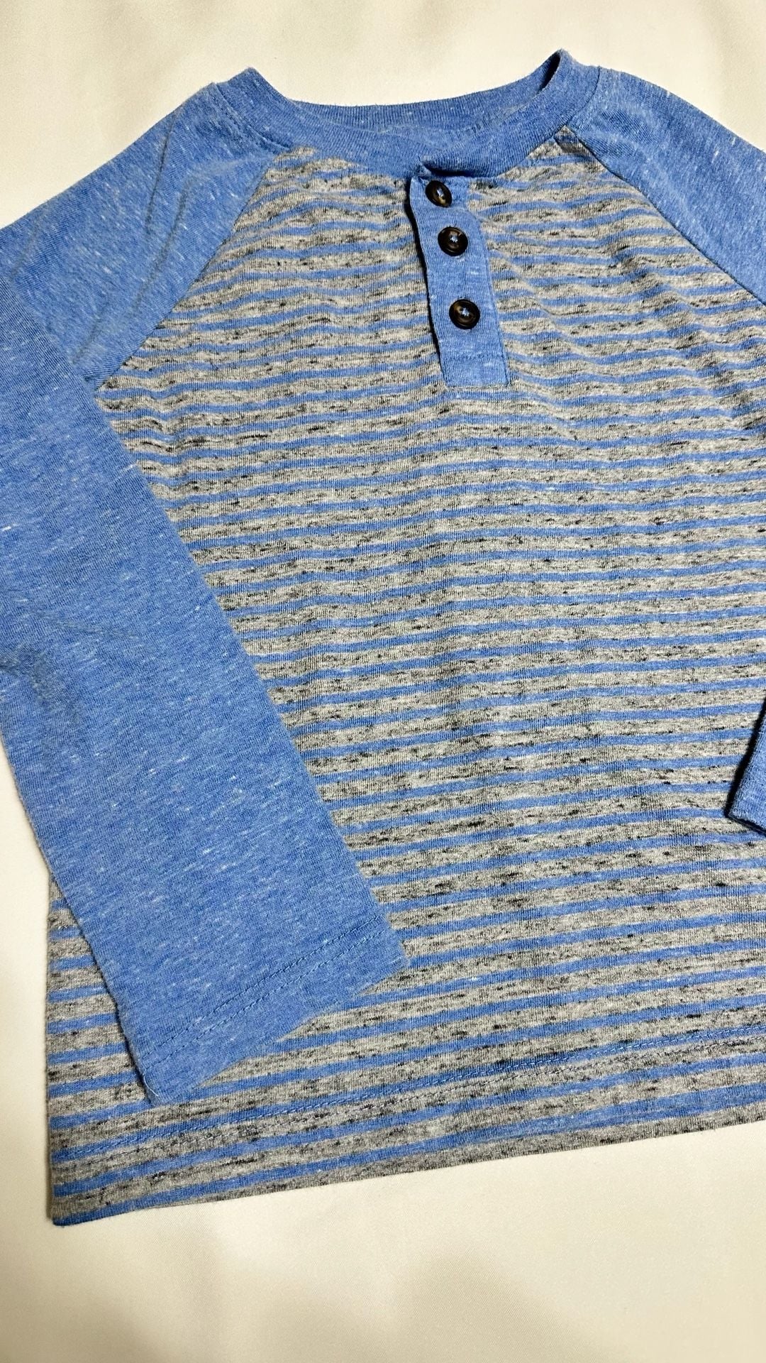 Falls Creek Kids Henley Shirt Size 4T Blue Gray Striped Long Sleeve 3