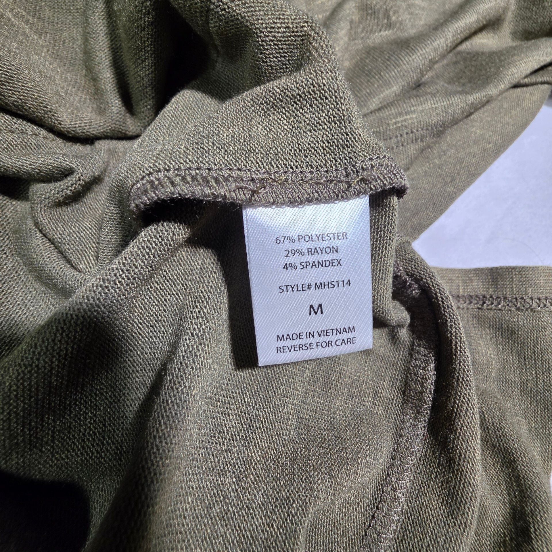 Andree By Unit Top Size M Olive Green Long Sleeve Pocket Tunic Blouse 5