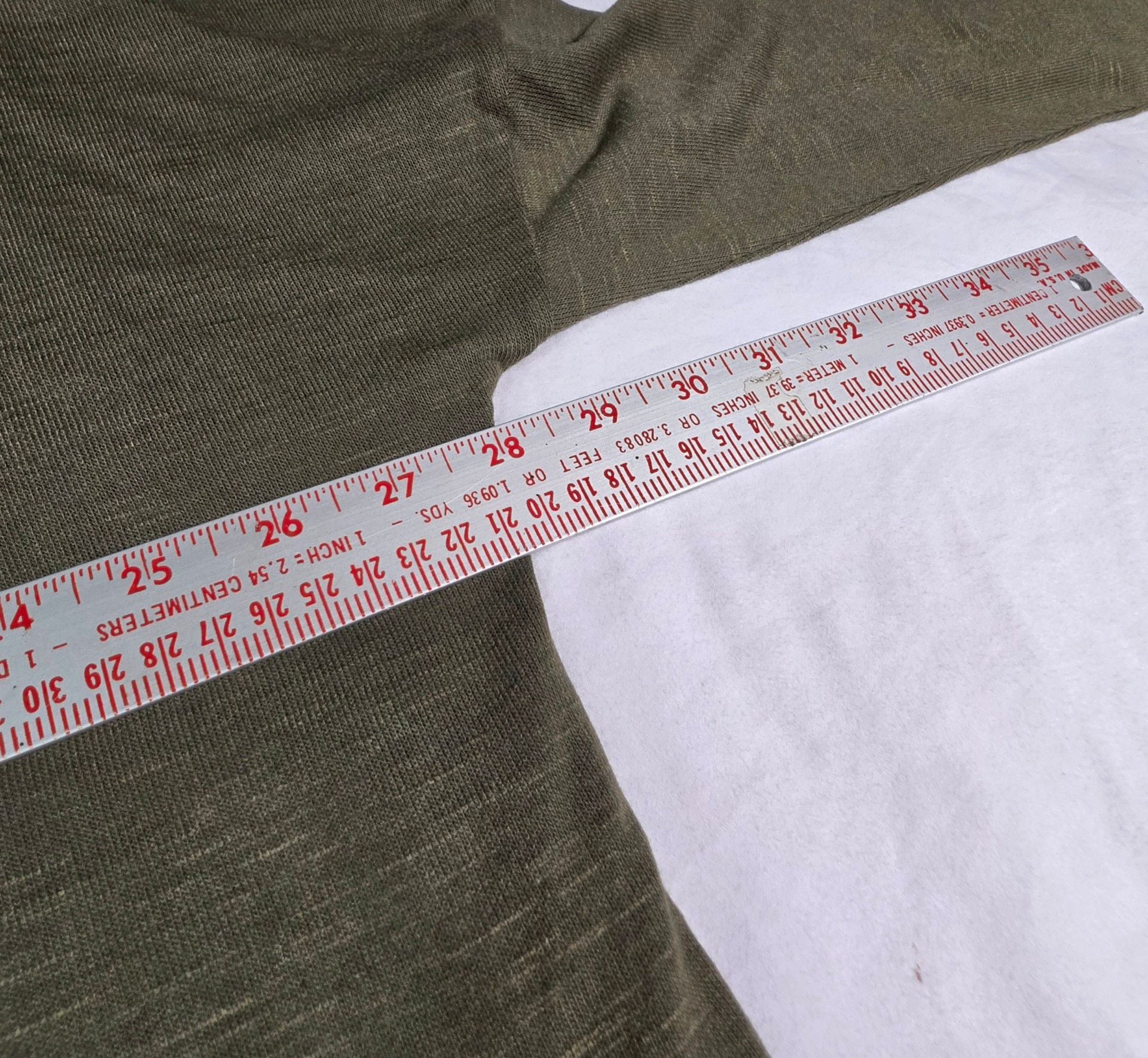 Andree By Unit Top Size M Olive Green Long Sleeve Pocket Tunic Blouse 6