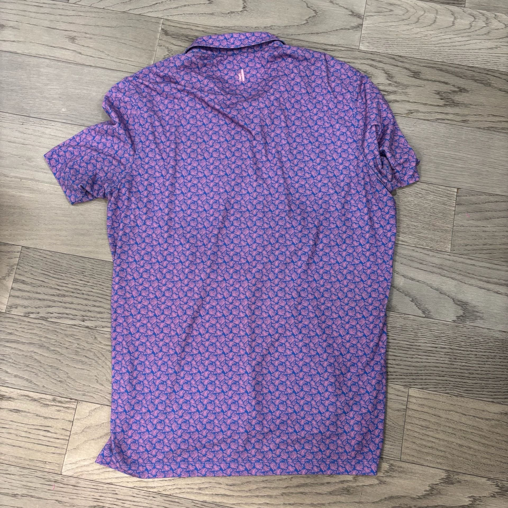Johnnie-O TopShelf Polo Shirt Size L Pink Blue Coral Print 3