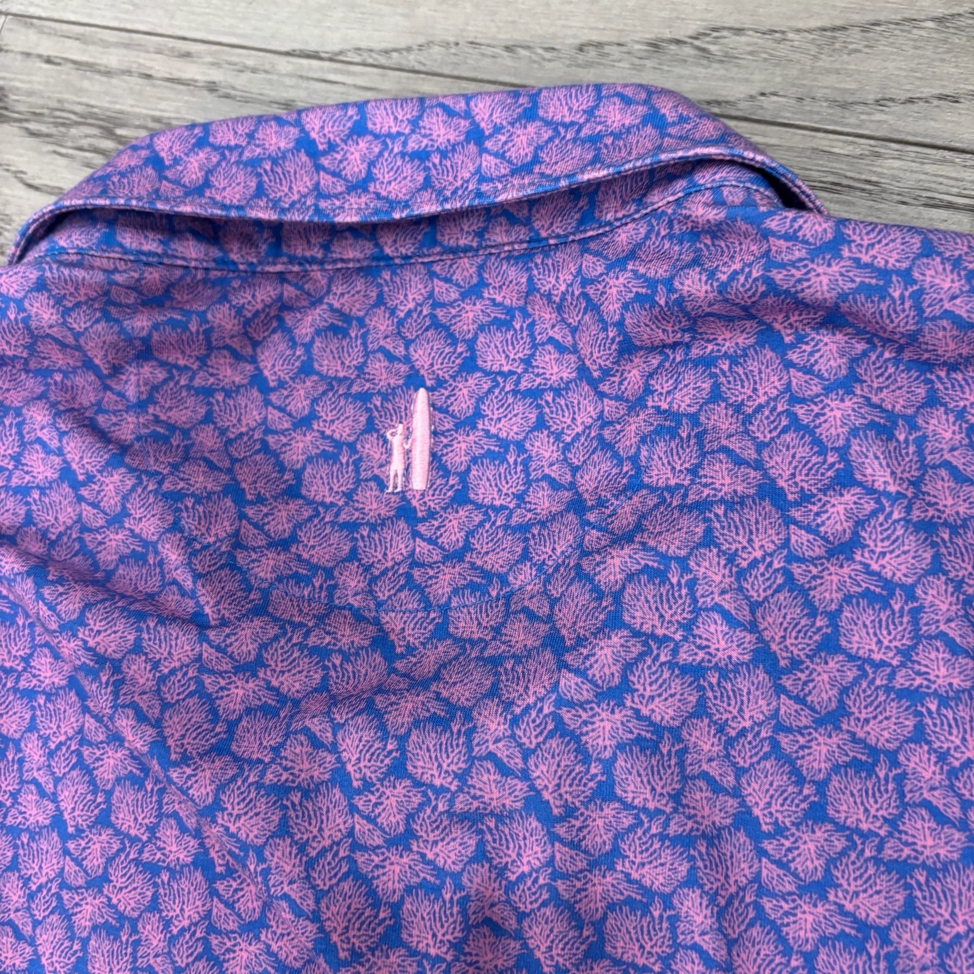 Johnnie-O TopShelf Polo Shirt Size L Pink Blue Coral Print 4