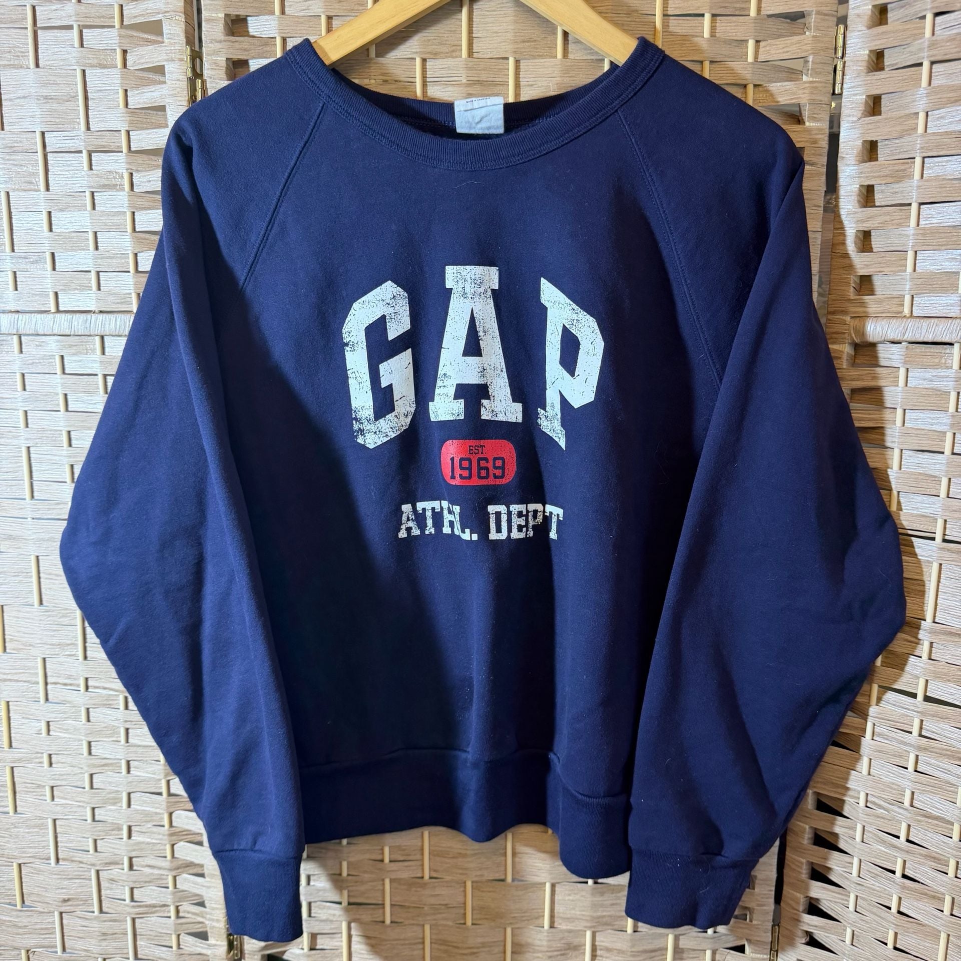 Gap Athl Dept 1969 Crewneck Sweatshirt Size L Blue Cotton Blend 2
