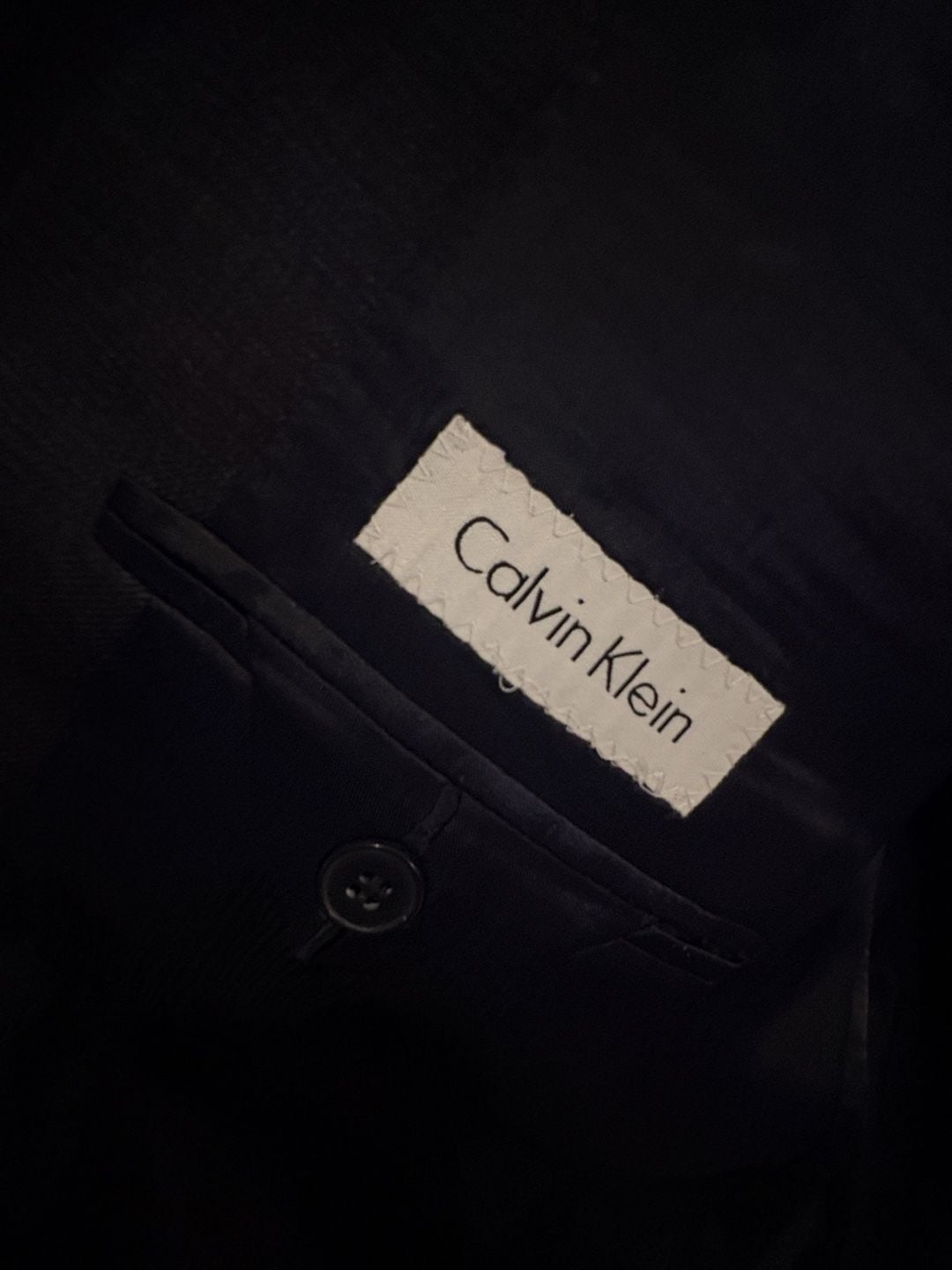Calvin Klein Suit Jacket Size 48L Black Wool Plaid Sport Coat Blazer 4