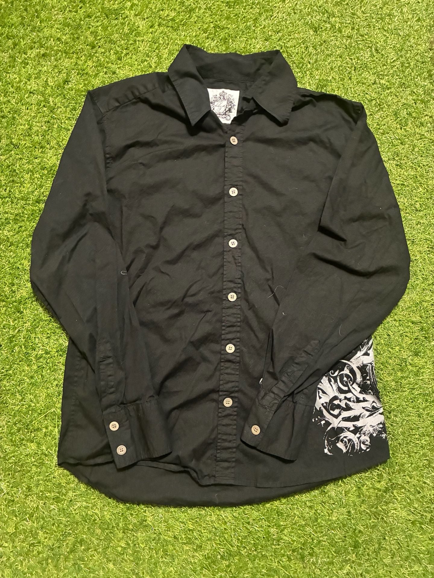 Affliction styled Long Sleeve Button-Down Shirt Black Graphic 2