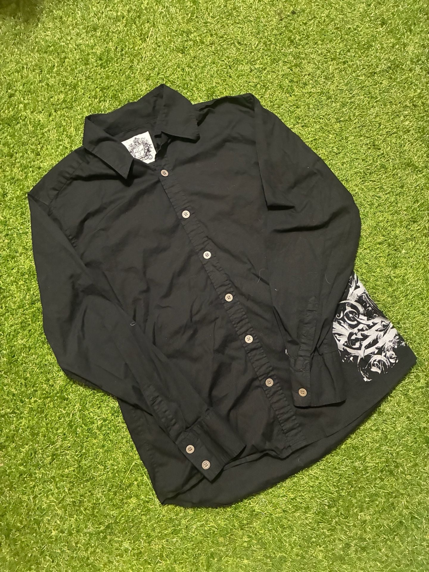 Affliction styled Long Sleeve Button-Down Shirt Black Graphic 3