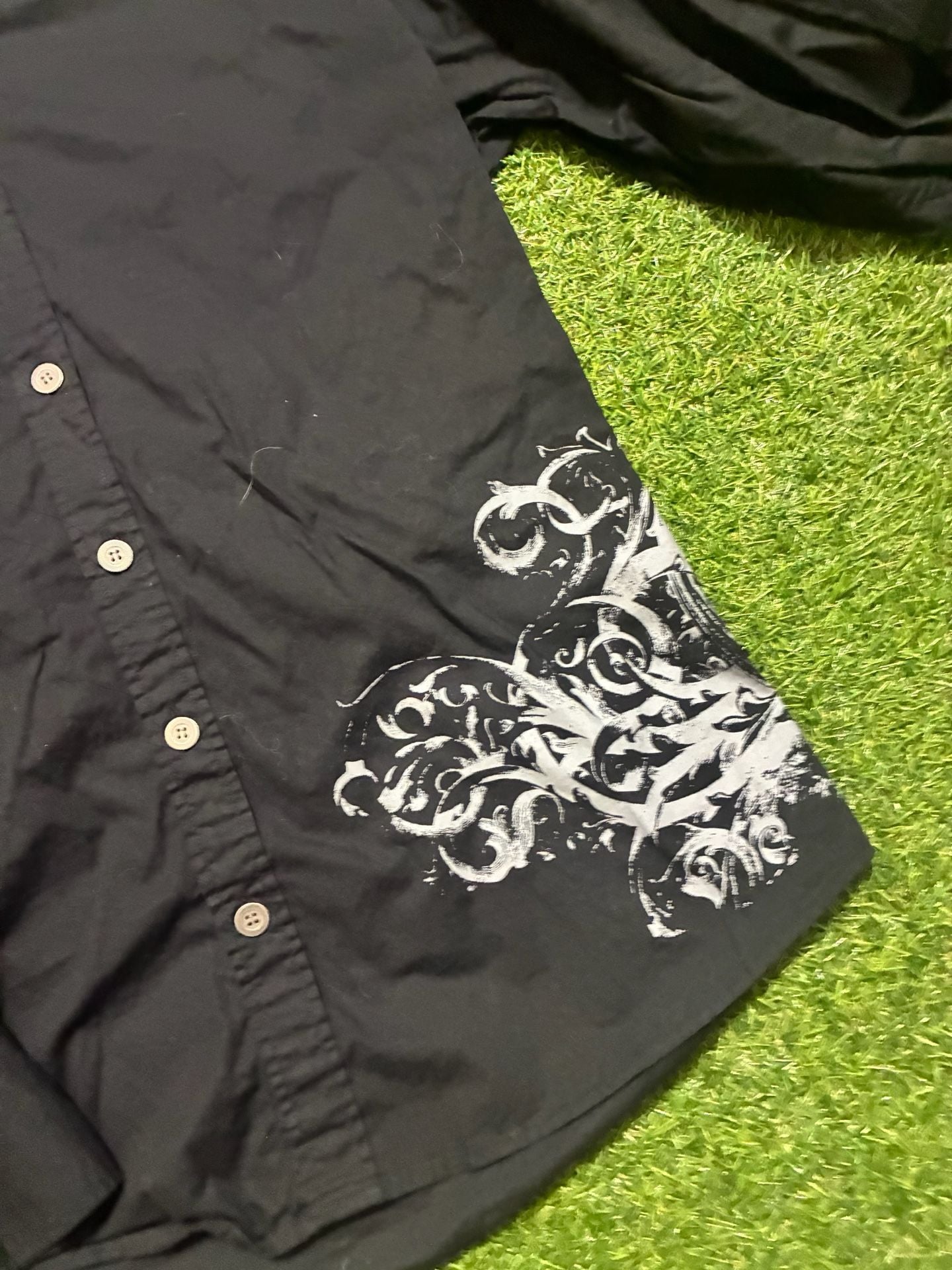 Affliction styled Long Sleeve Button-Down Shirt Black Graphic 6