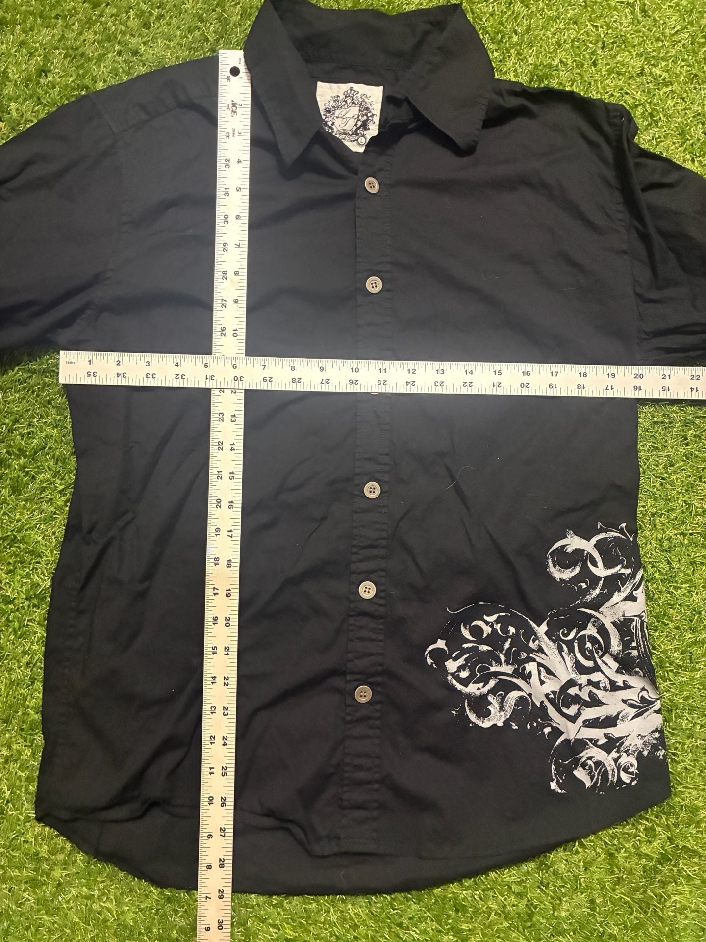Affliction styled Long Sleeve Button-Down Shirt Black Graphic 8