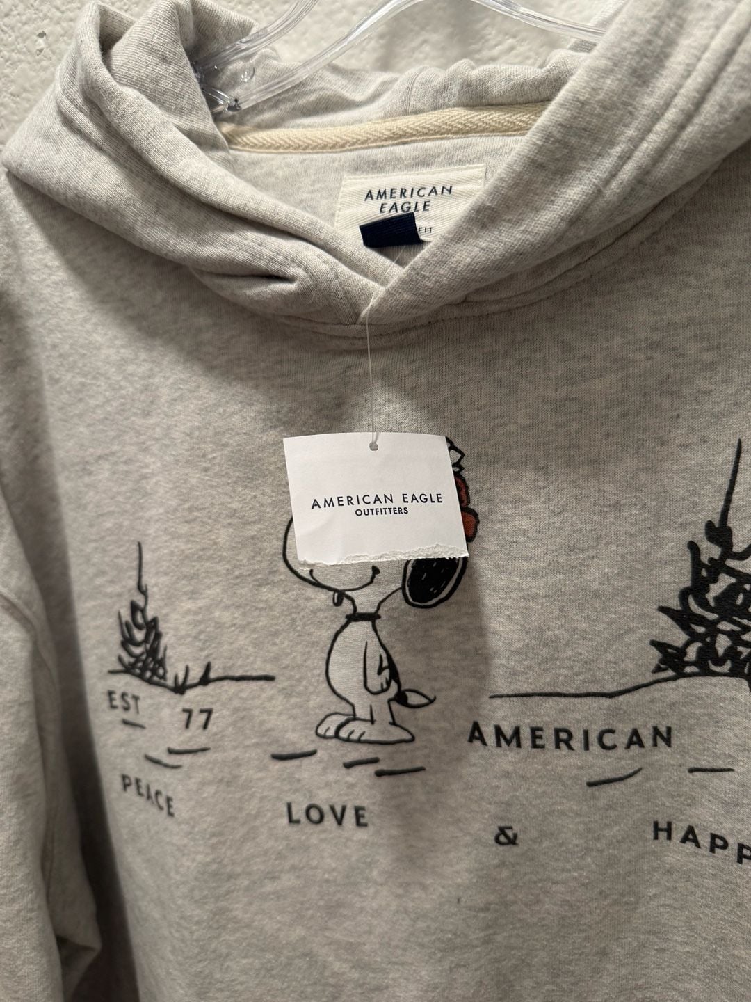 American Eagle Snoopy Hoodie Size XL Beige 4