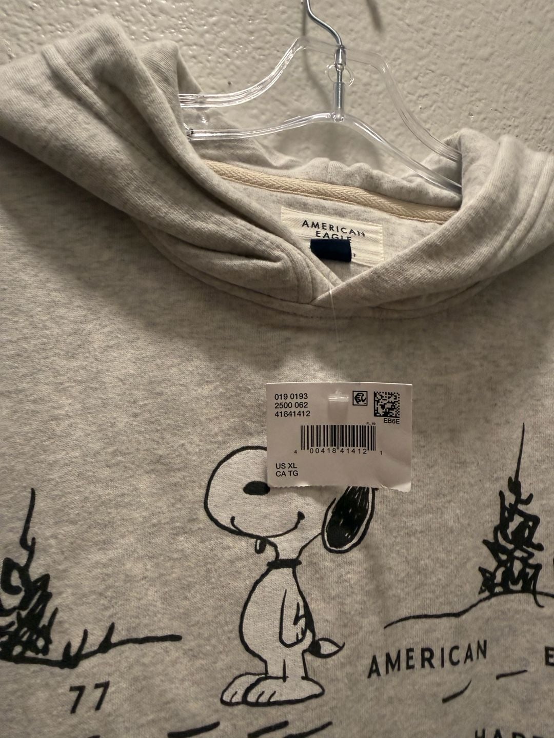 American Eagle Snoopy Hoodie Size XL Beige 5