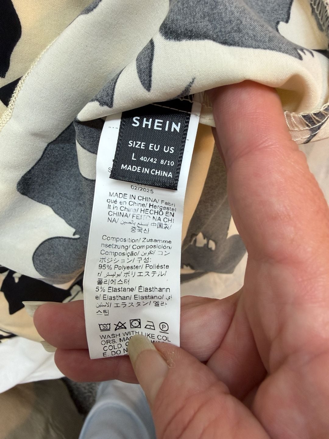 Shein Floral Dress Size 8/10 L Black Cream Ruffle Mini 3