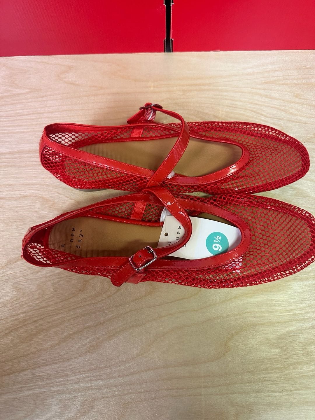 A New Day Mesh Mary Jane Flats Size 9.5 Red 6
