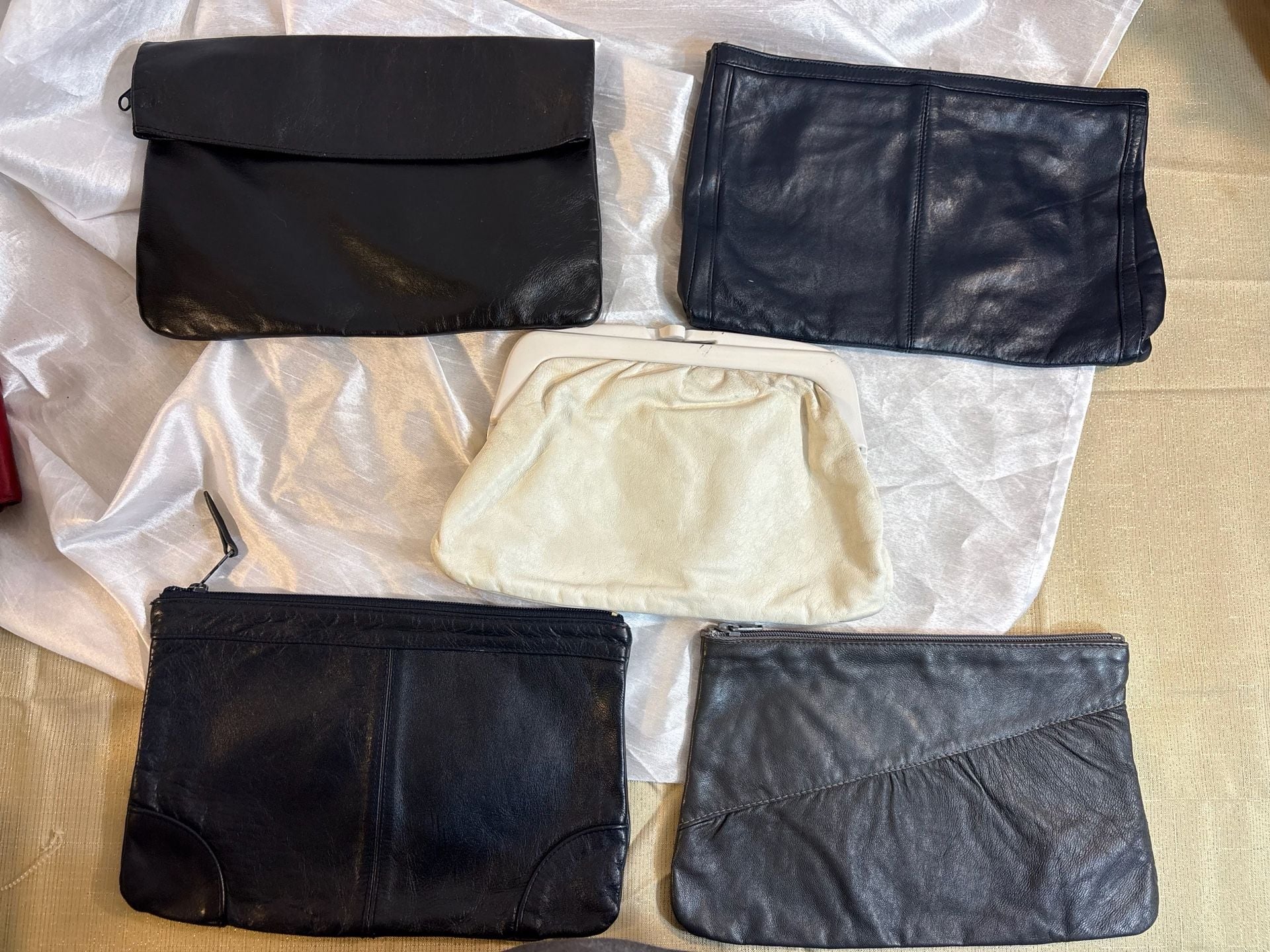 Vintage Leather Clutch Handbags Lot of 5 Assorted Styles 1