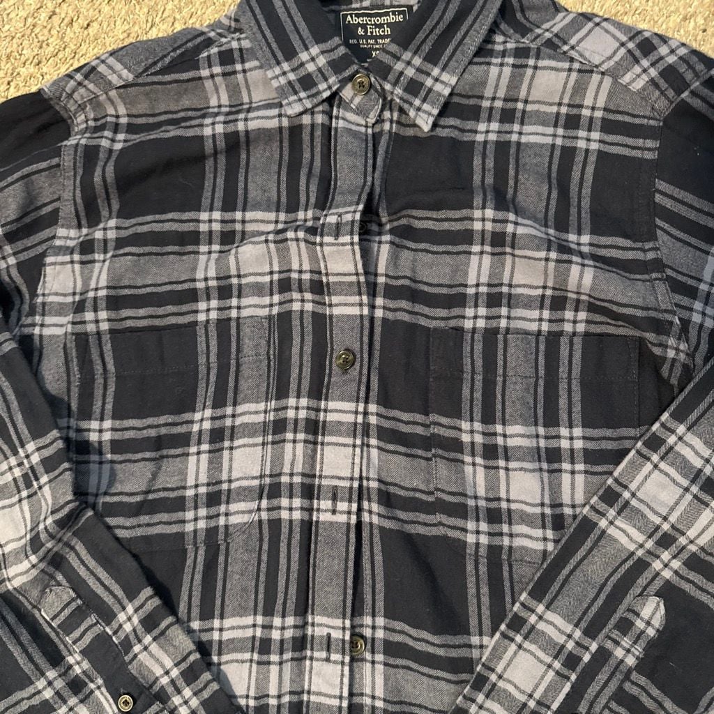 Abercrombie & Fitch Boyfriend Plaid Flannel Shirt Size XS Black 3