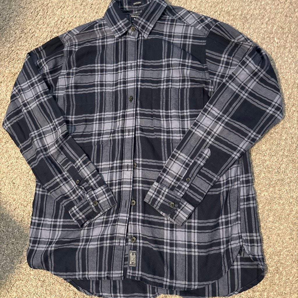 Abercrombie & Fitch Boyfriend Plaid Flannel Shirt Size XS Black 4
