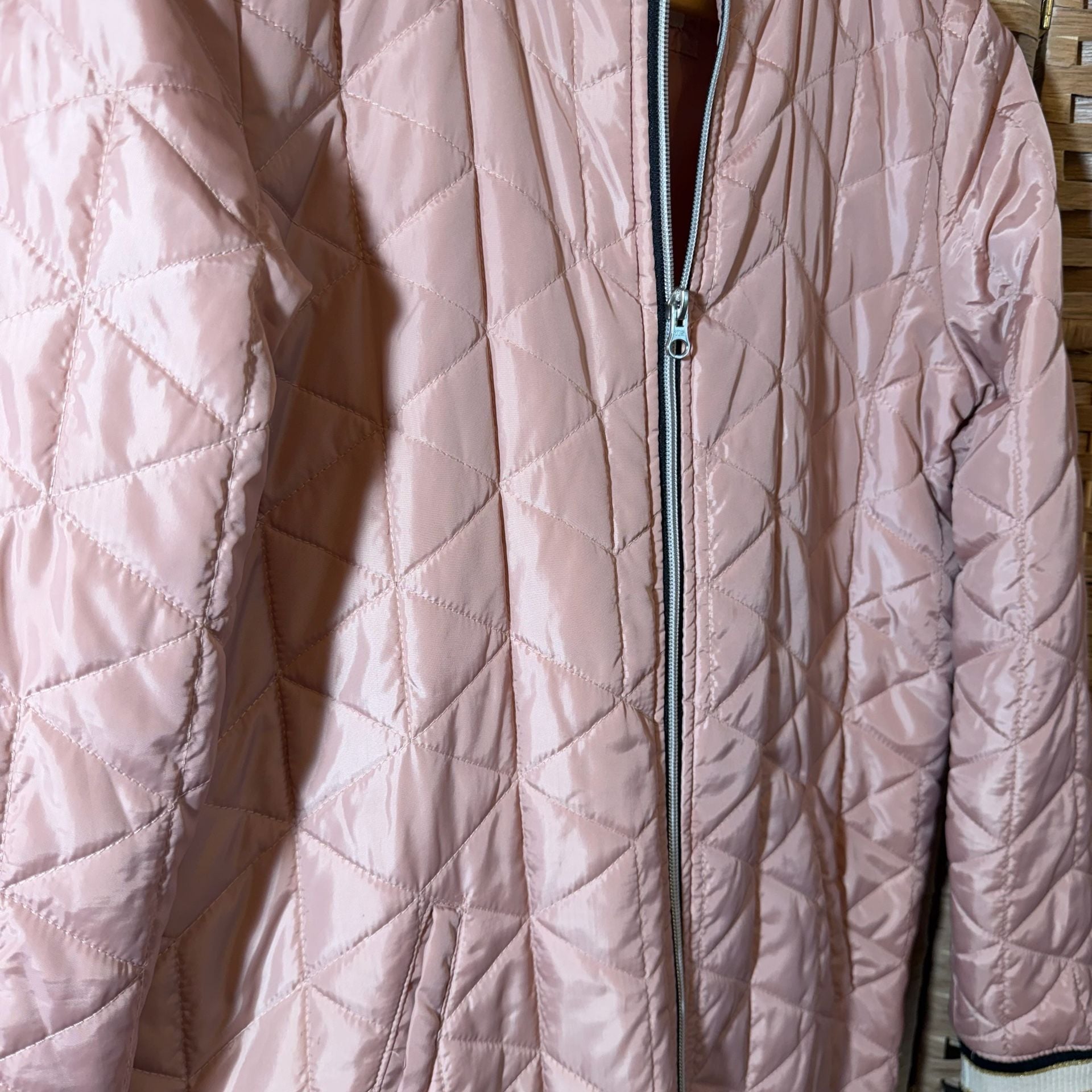 Arizona Jeans Co. Quilted Bomber Jacket Size S Pink Full Zip 3