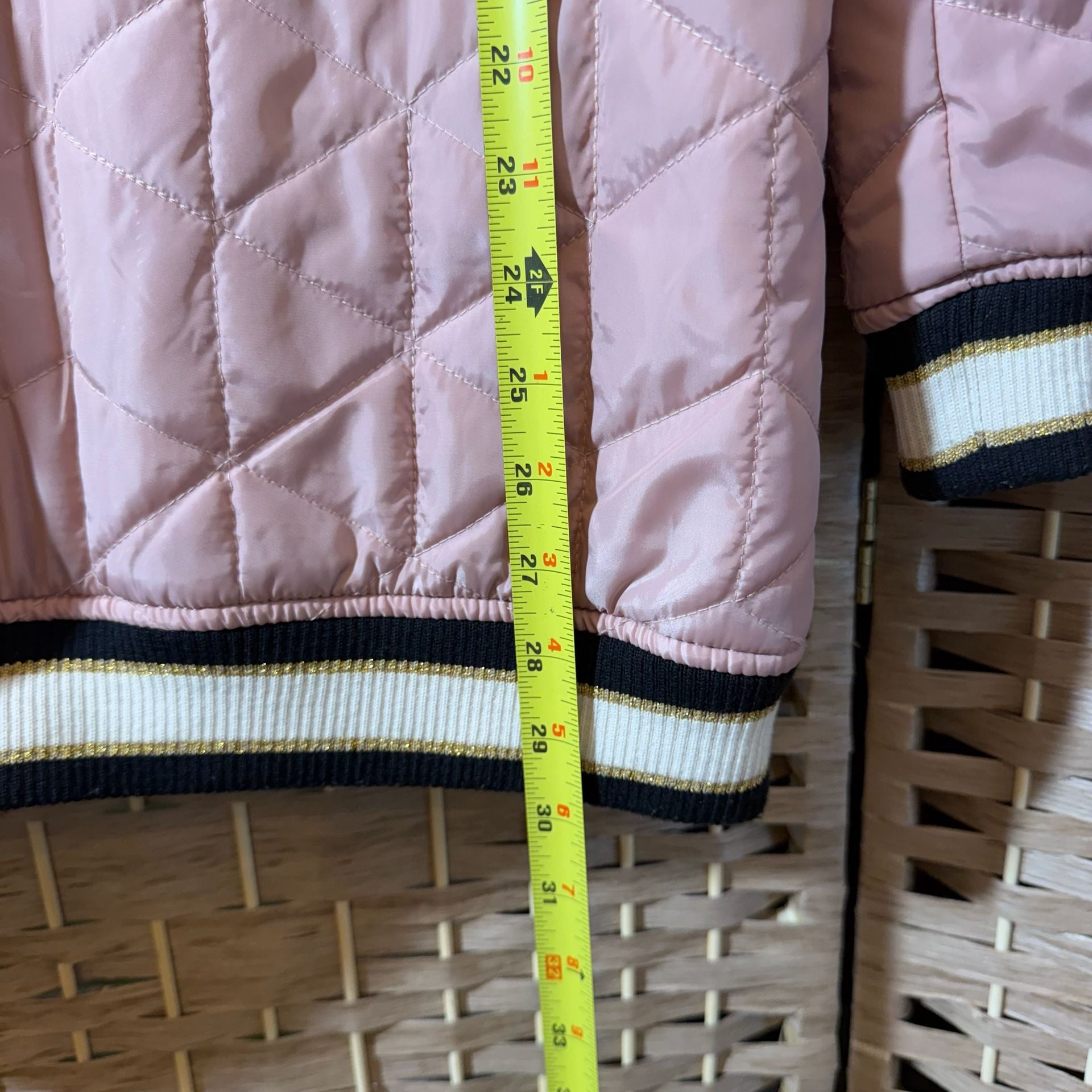 Arizona Jeans Co. Quilted Bomber Jacket Size S Pink Full Zip 5