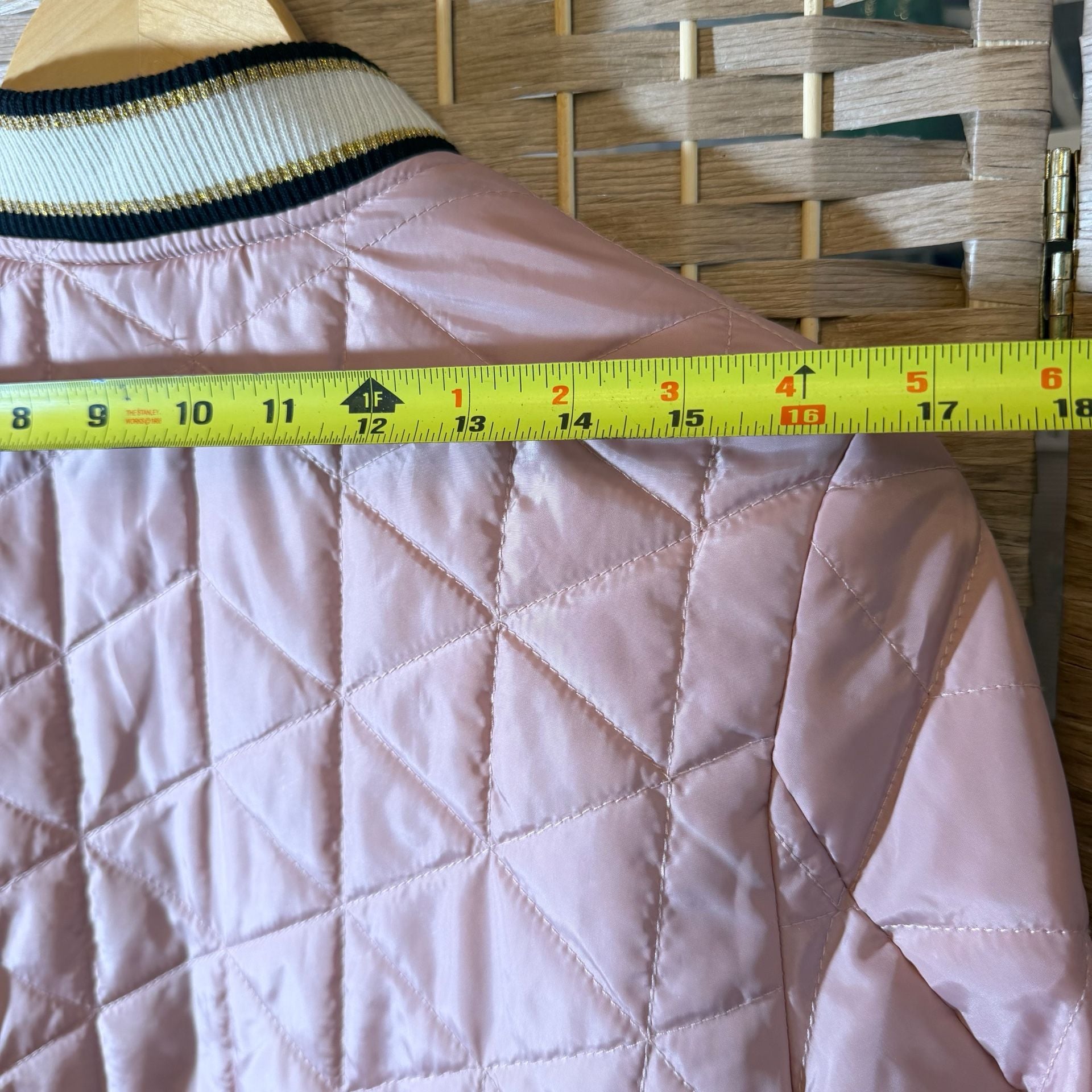 Arizona Jeans Co. Quilted Bomber Jacket Size S Pink Full Zip 6