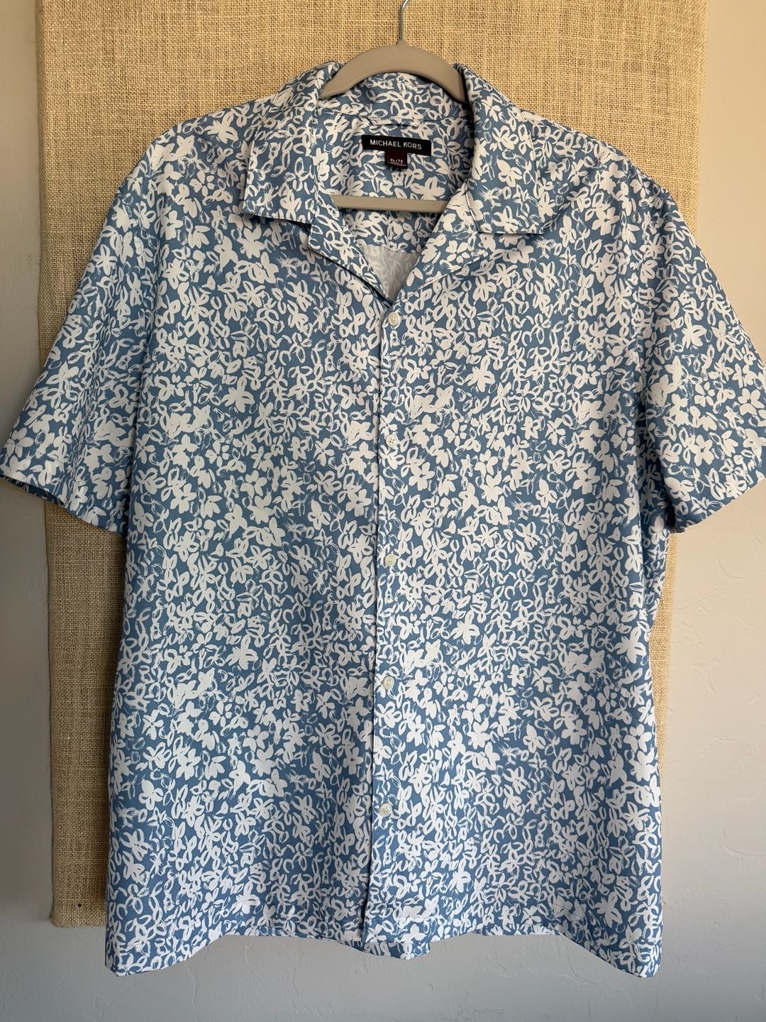 Michael Kors Floral Short Sleeve Button Down Shirt Size XL 2
