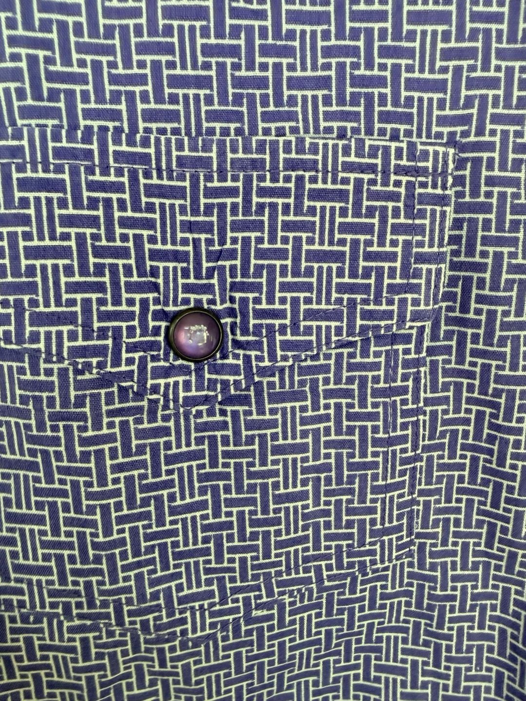 Rockies Western Shirt XL Purple Geometric Long Sleeve Pearl Snap Cotton 3