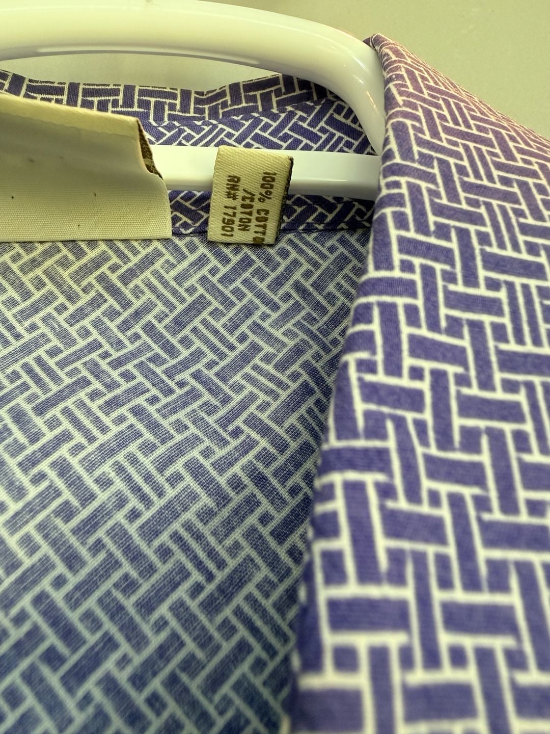 Rockies Western Shirt XL Purple Geometric Long Sleeve Pearl Snap Cotton 5
