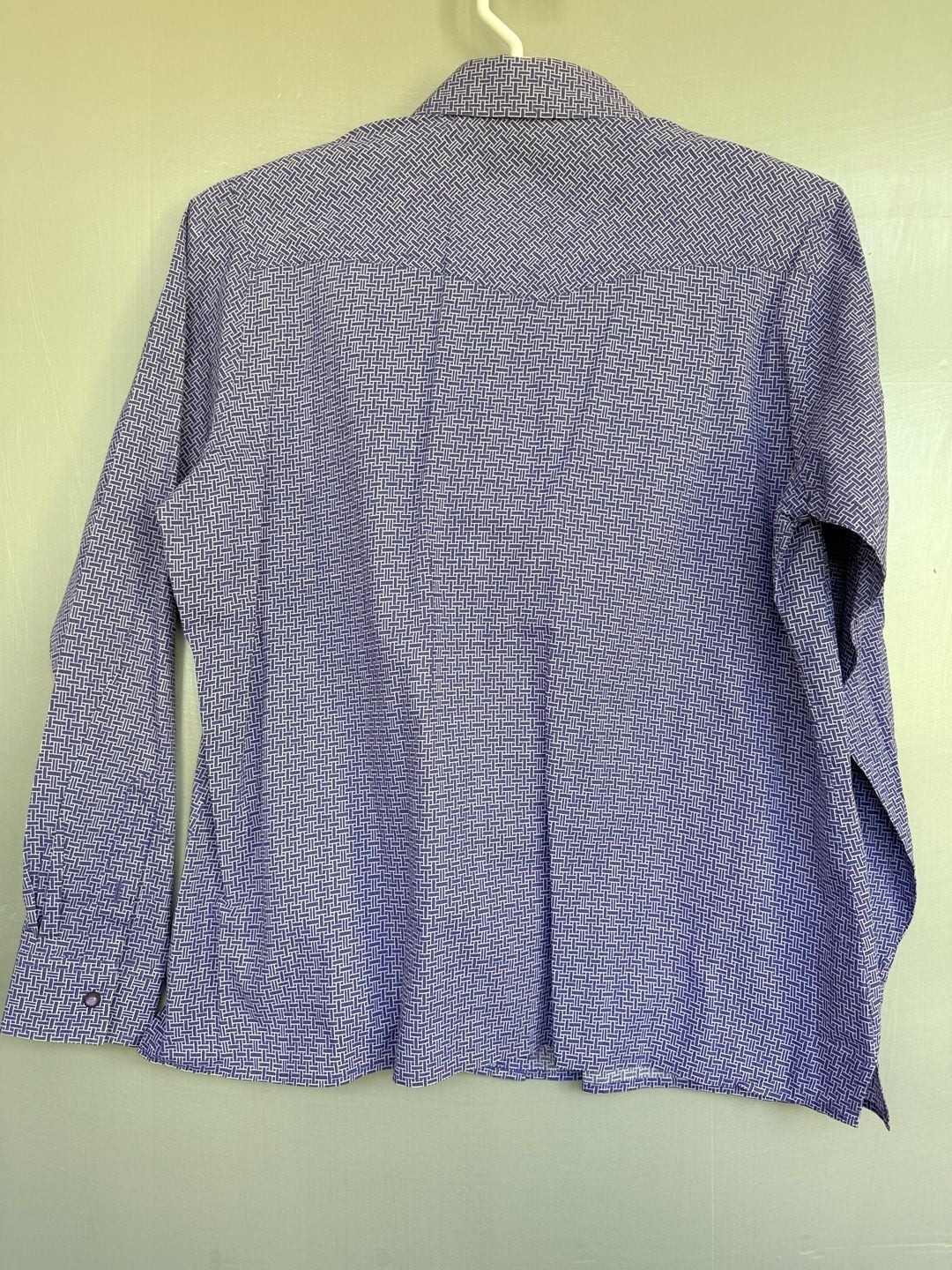 Rockies Western Shirt XL Purple Geometric Long Sleeve Pearl Snap Cotton 6