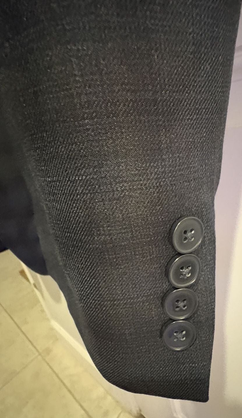 Calvin Klein Suit Jacket Size 48L Black Wool Plaid Sport Coat Blazer 7