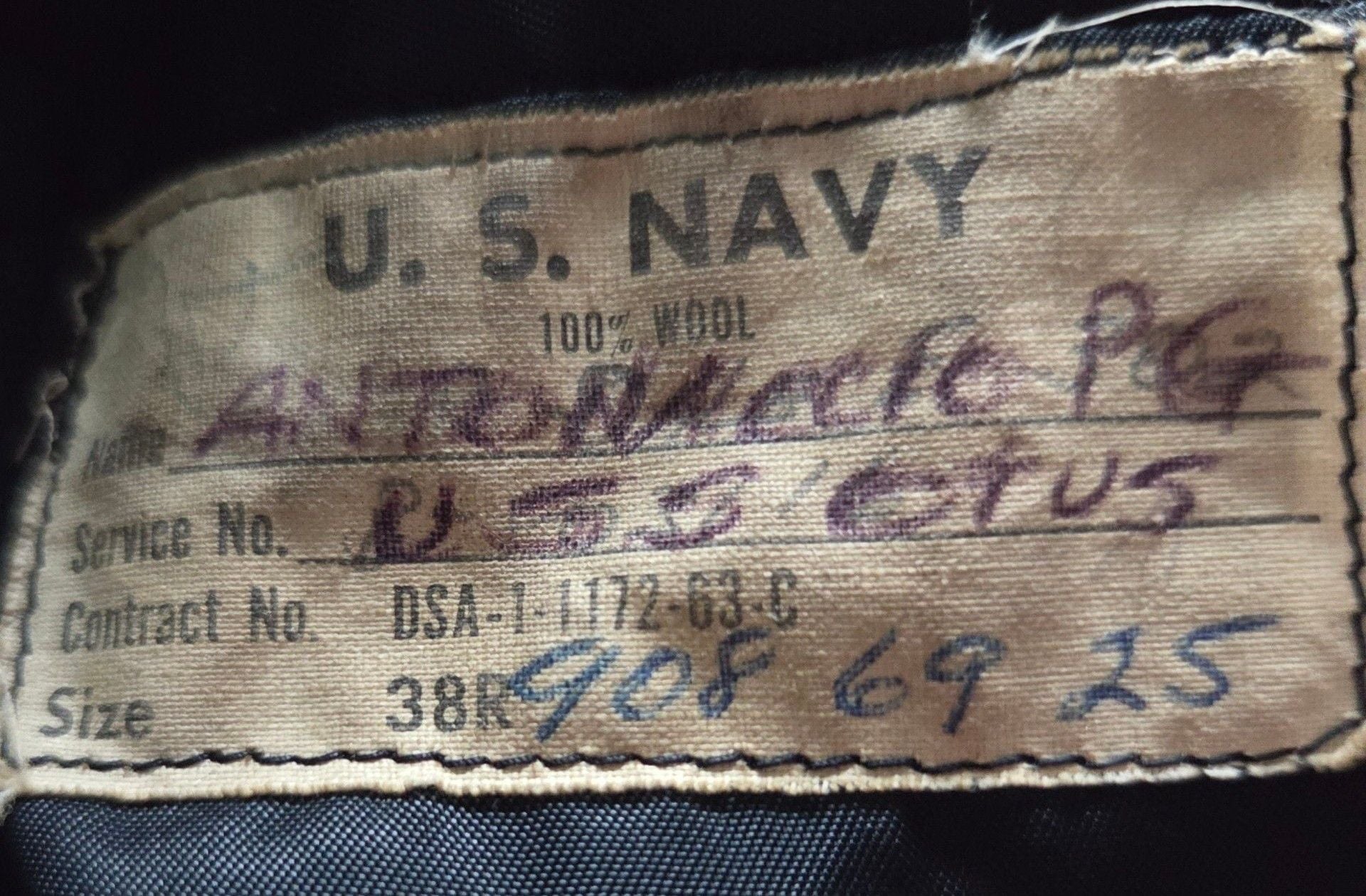 Vintage US Navy Peacoat Size 38R Wool Double Breasted Jacket. 6