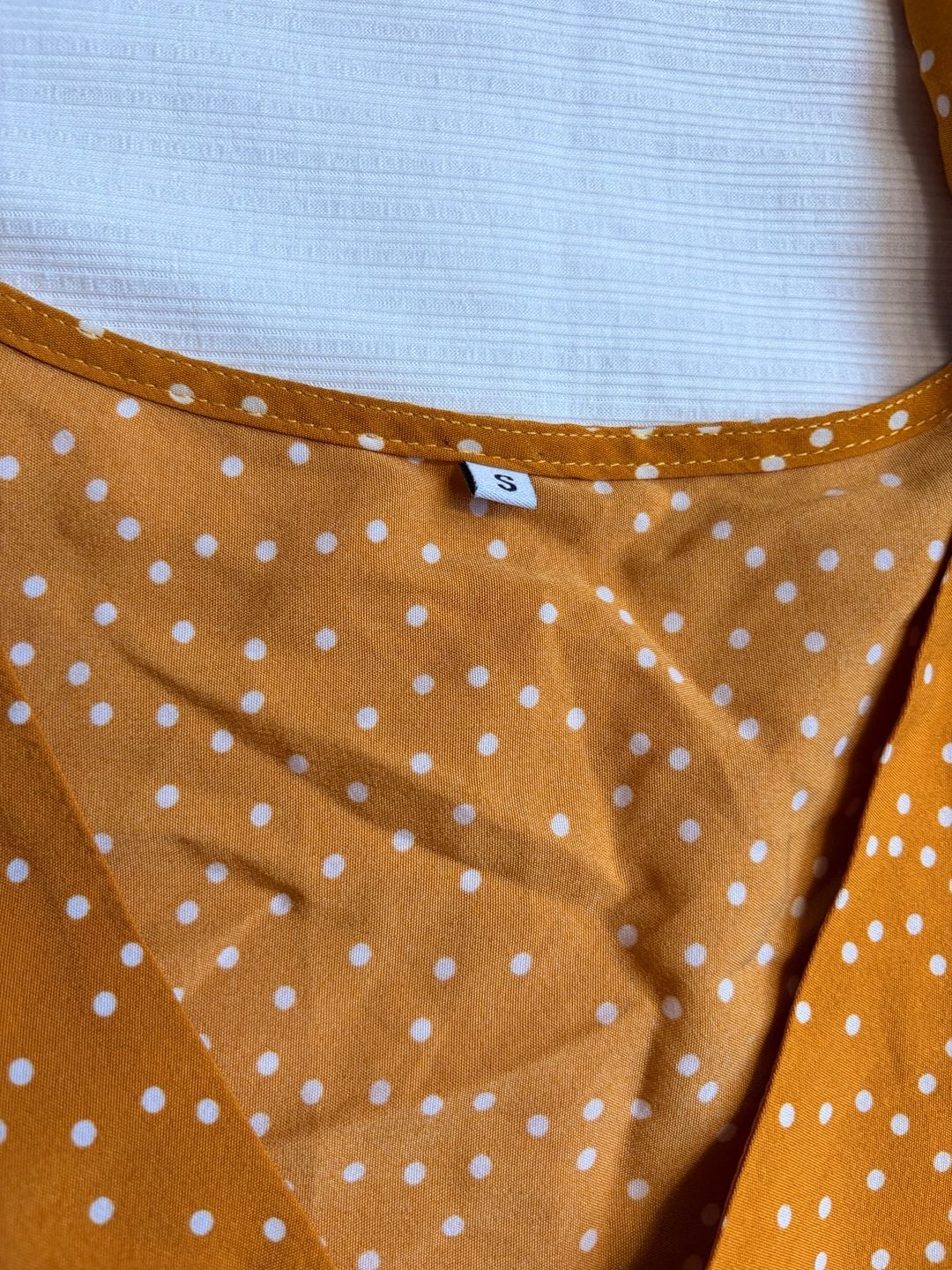 Unbranded Polka Dot Dress Size S Orange Long Sleeve Tiered Mini Fall 3