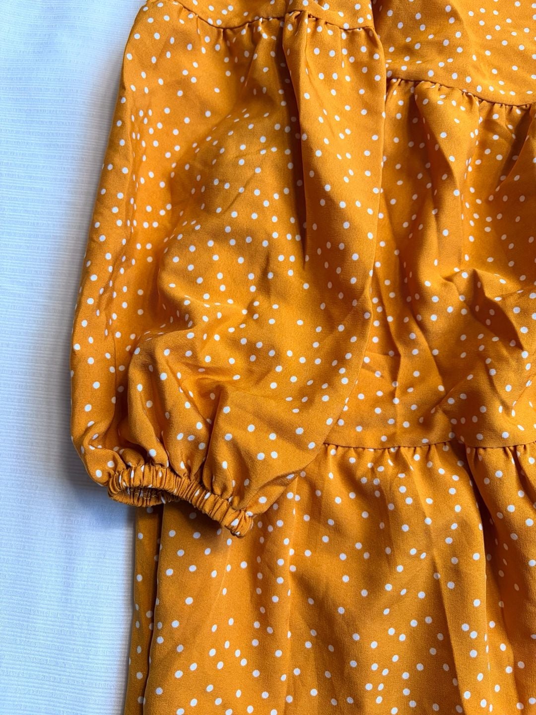 Unbranded Polka Dot Dress Size S Orange Long Sleeve Tiered Mini Fall 4