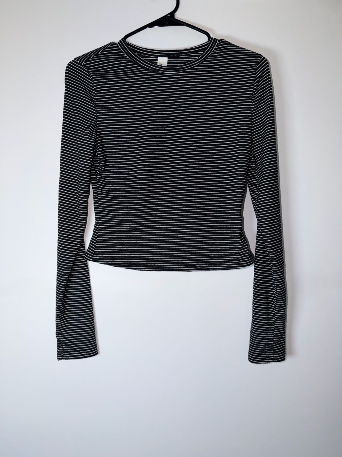 Missguided Striped Long Sleeve Top Size S Black White Ribbed Womens 2