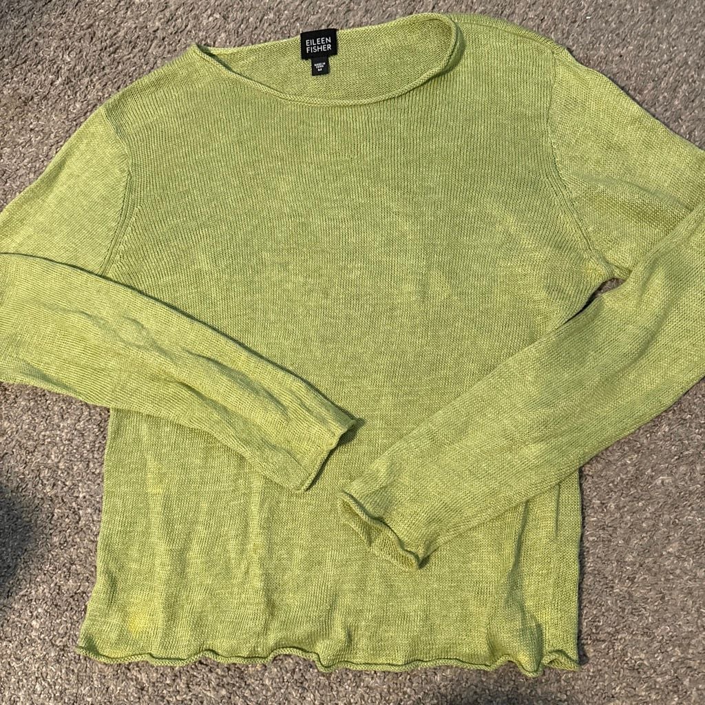 Eileen Fisher Sweater Size M Green Knit 2