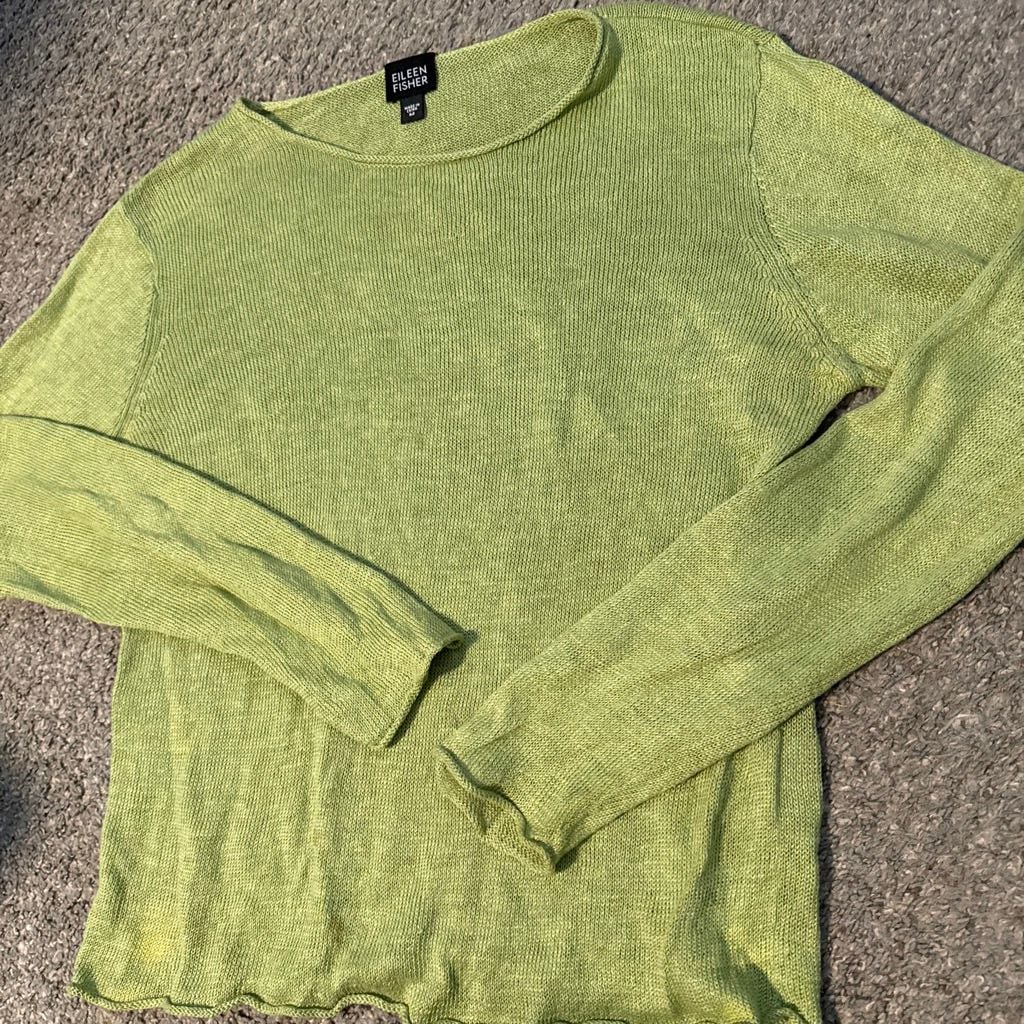 Eileen Fisher Sweater Size M Green Knit 4