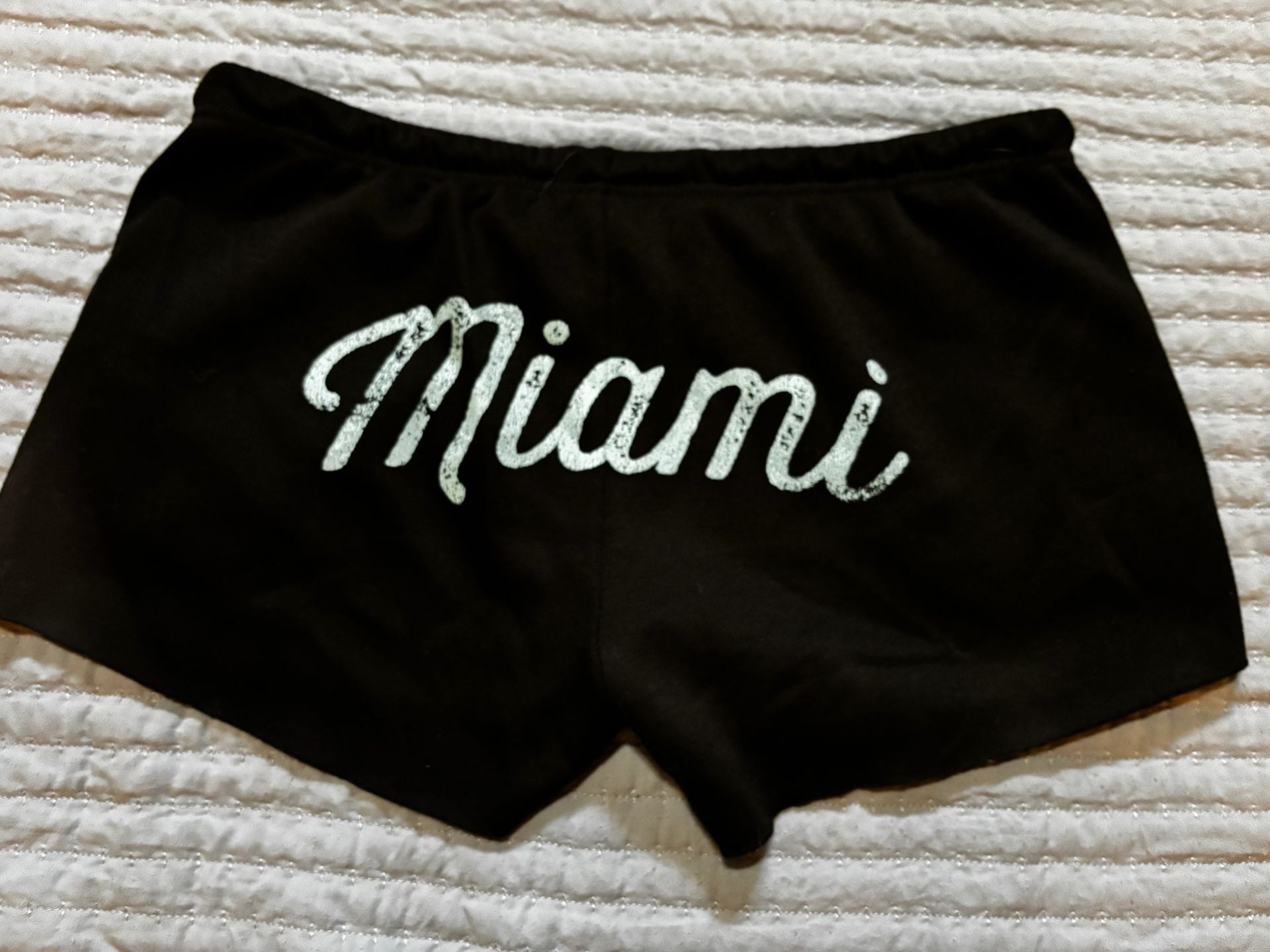 Refuge Fleece Miami Shorts Size XL Black Palm Tree Graphic 4