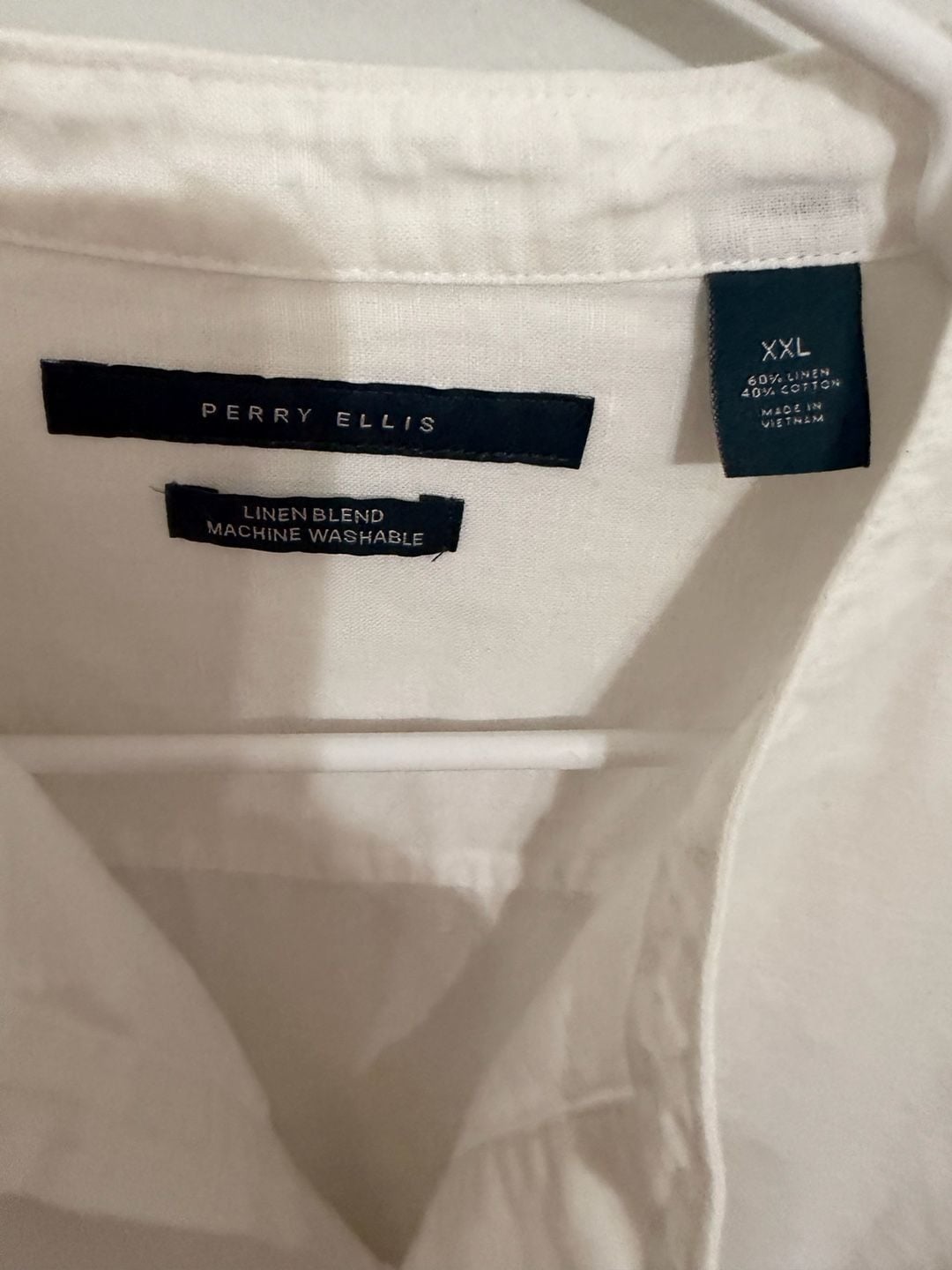 Perry Ellis Long Sleeve Linen Blend Shirt Size XXL White Pullover 5