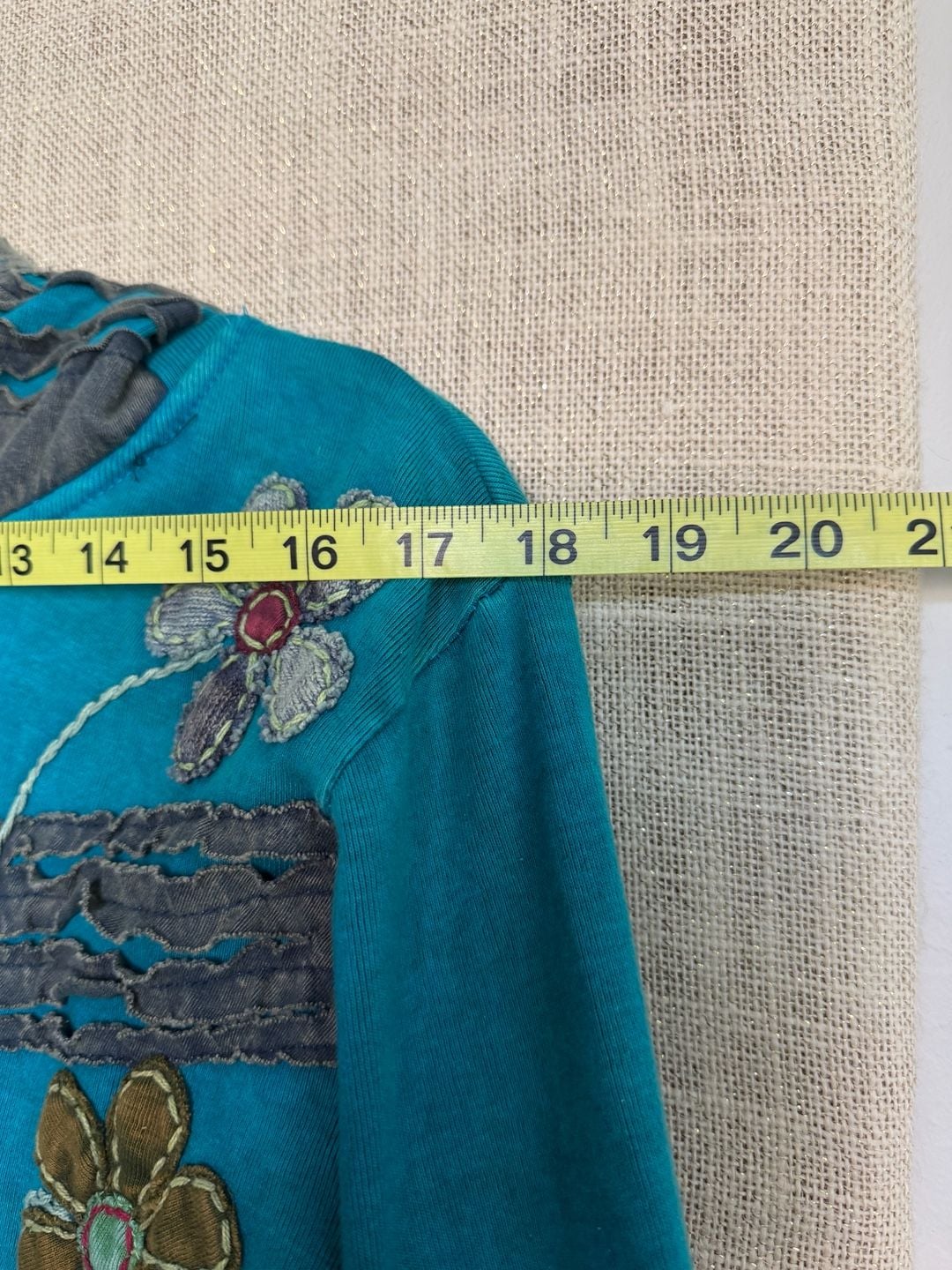 Rising International Patchwork Floral Zip Hoodie Size L Blue 7