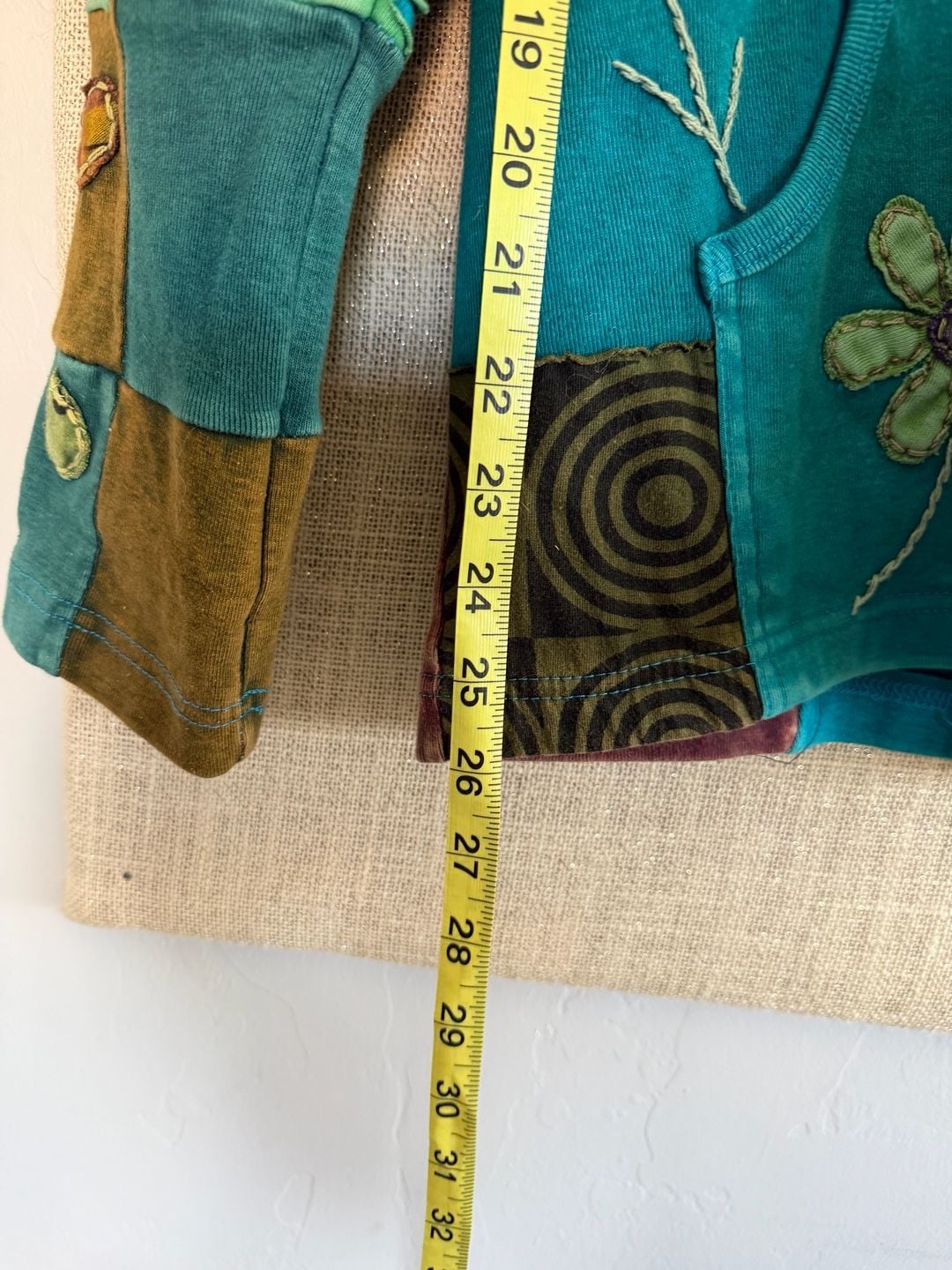 Rising International Patchwork Floral Zip Hoodie Size L Blue 8