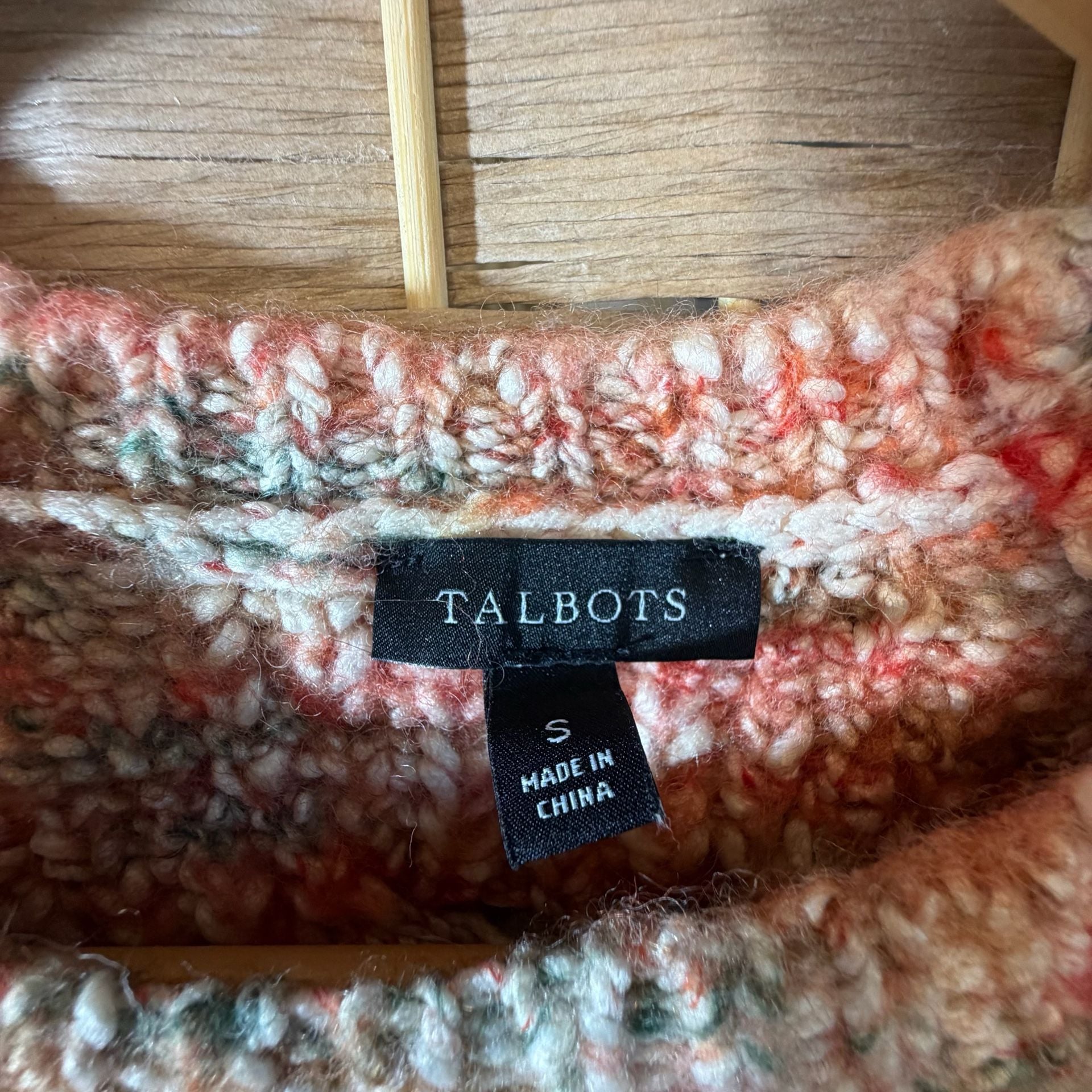 Talbots Cable Knit Sweater Peach Multicolor 5