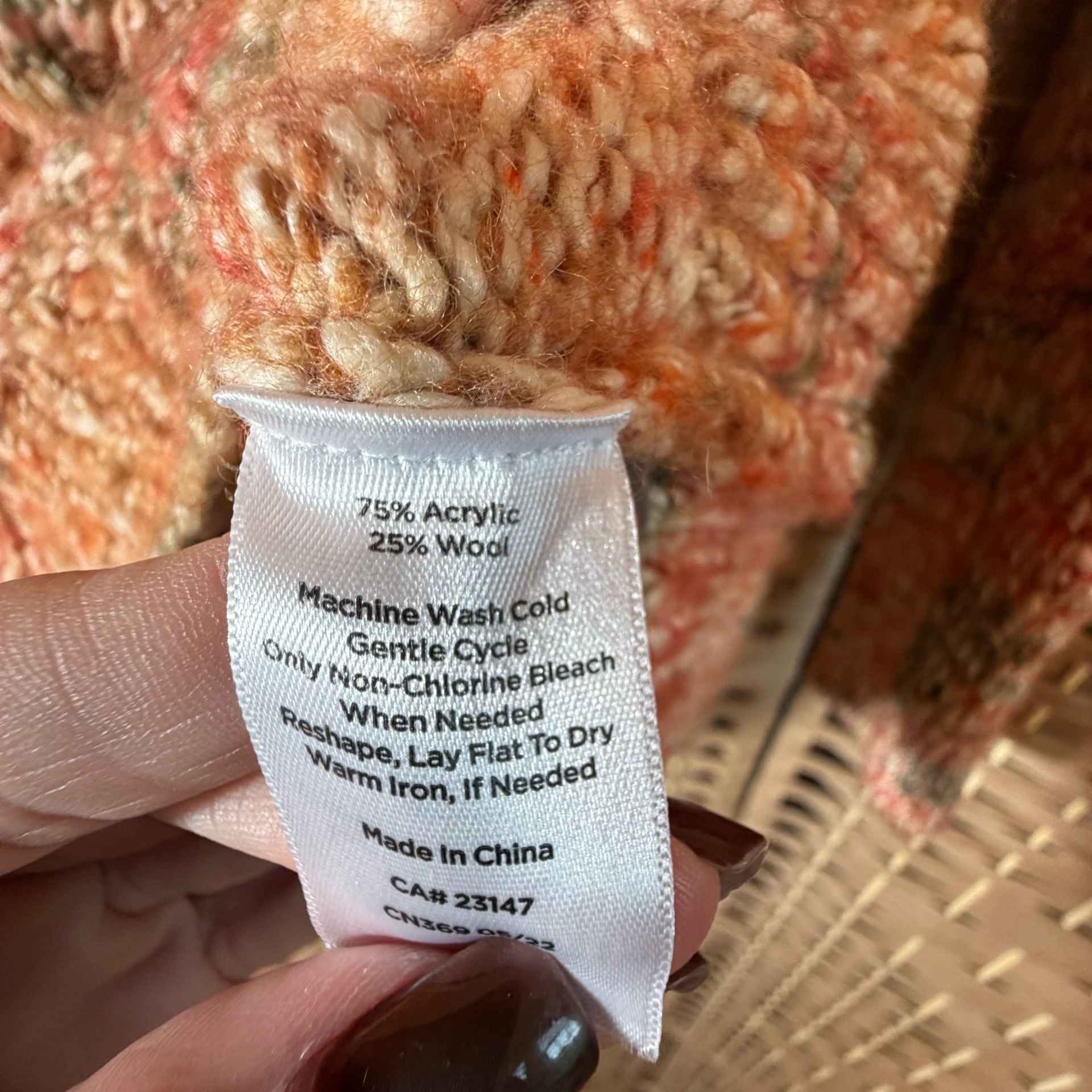Talbots Cable Knit Sweater Peach Multicolor 6