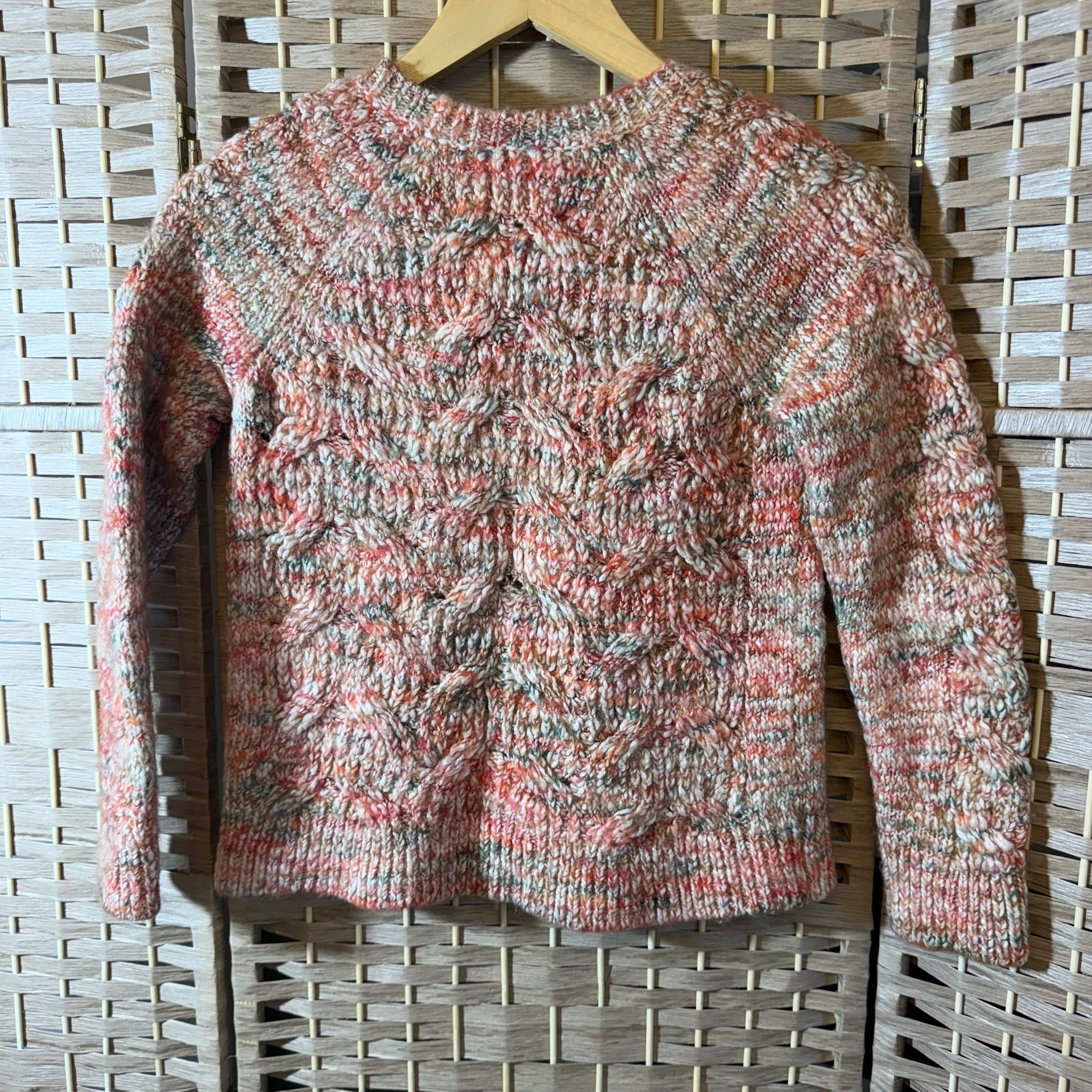 Talbots Cable Knit Sweater Peach Multicolor 7