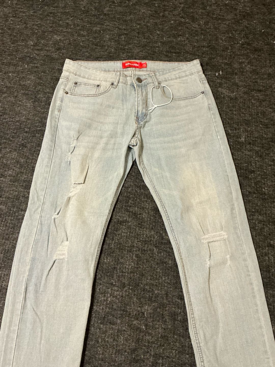 Ring of Fire Slim Distressed Light Wash Jeans Mens Size 31x30 Light Blue 2