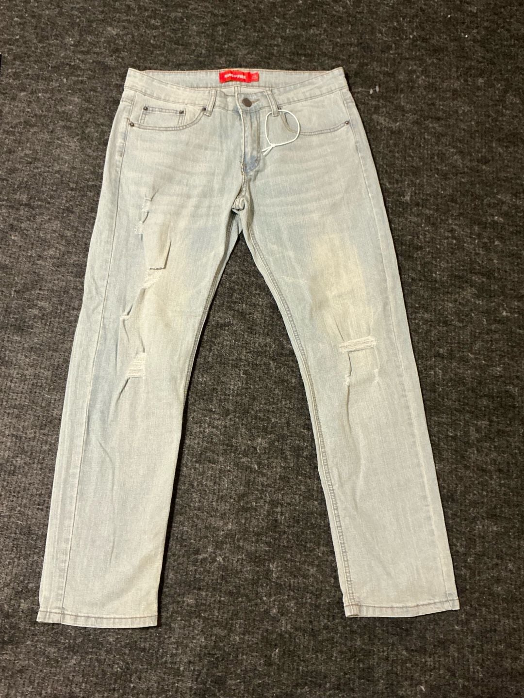 Ring of Fire Slim Distressed Light Wash Jeans Mens Size 31x30 Light Blue 3