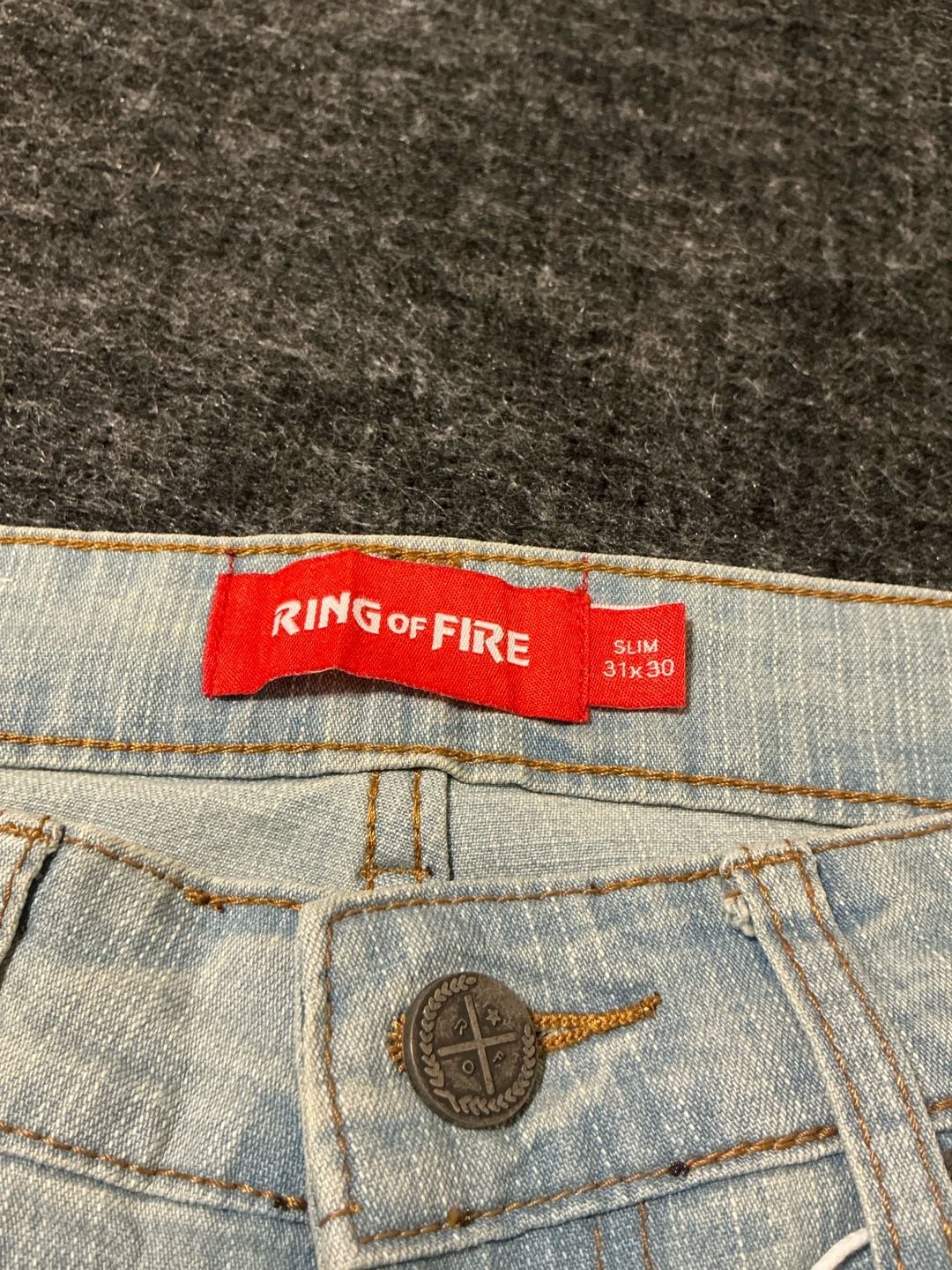 Ring of Fire Slim Distressed Light Wash Jeans Mens Size 31x30 Light Blue 4