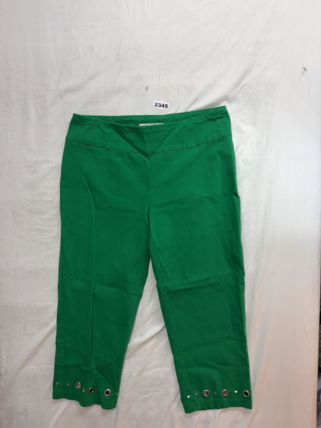 Zac & Rachel Green Pants Size 12 Grommet Hem Details 2