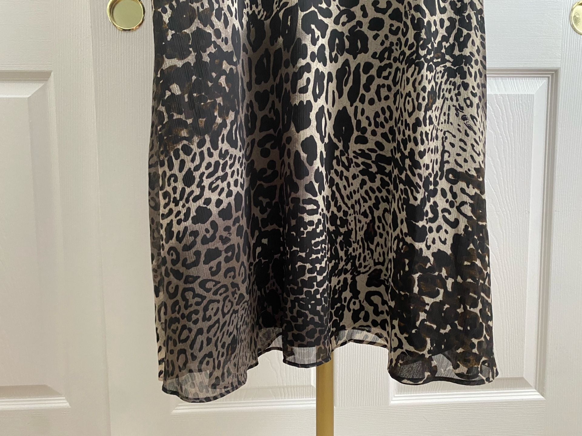 DKNY Animal Print Chiffon Midi Dress Size 12 Leopard Long Sleeve 7
