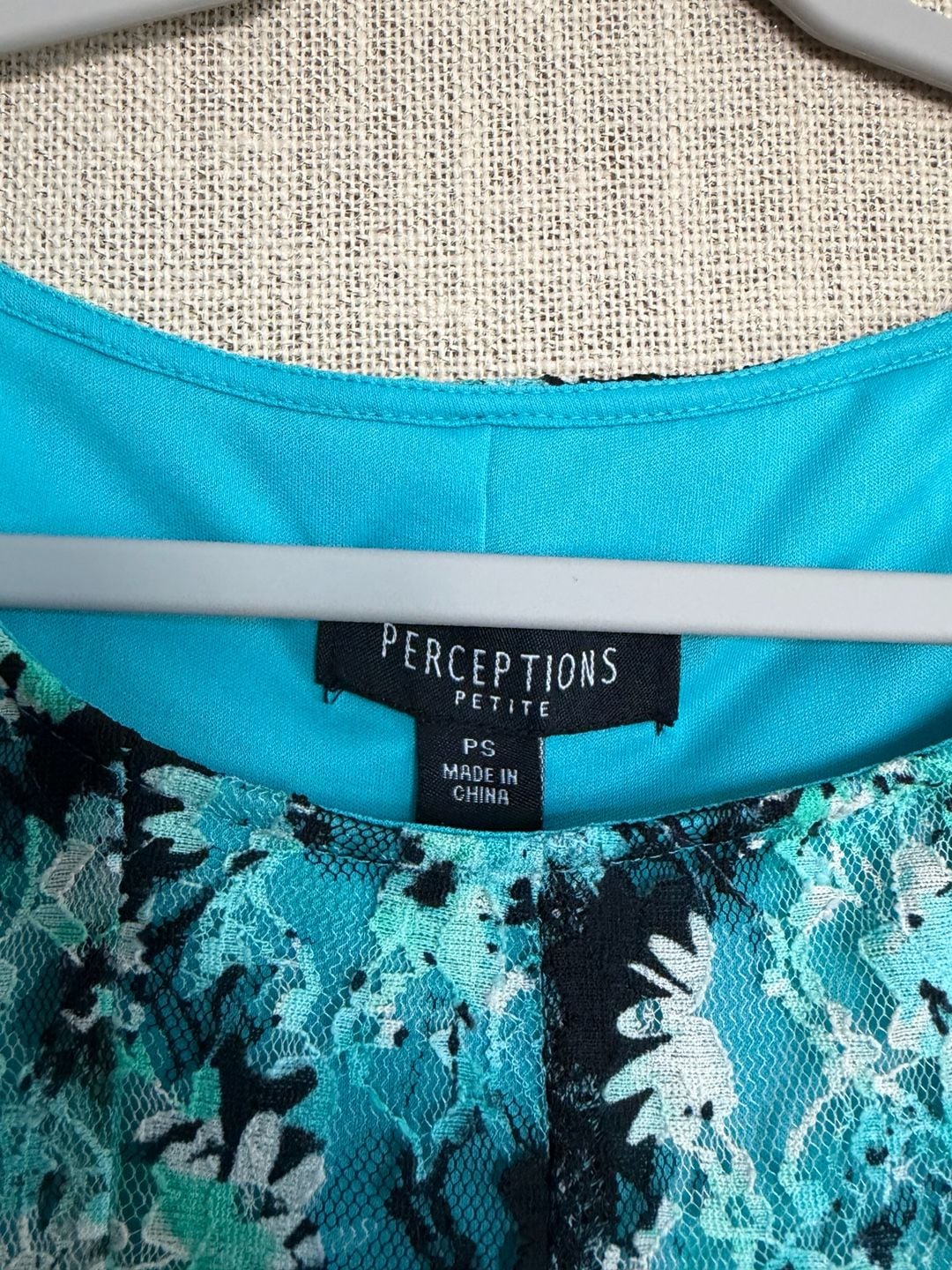 Perceptions Petite Dress Size PS Blue Floral Lace Sleeveless 3