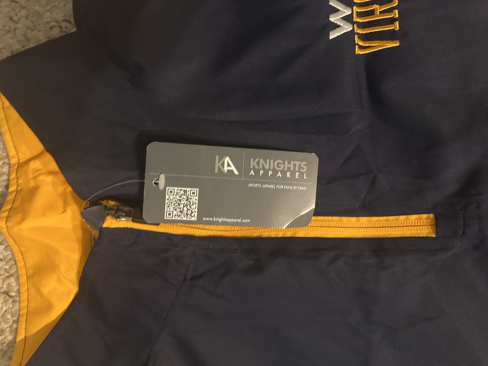 Knights Apparel West Virginia Jacket Size 2XL/2XG Navy Gold Windbreaker 3
