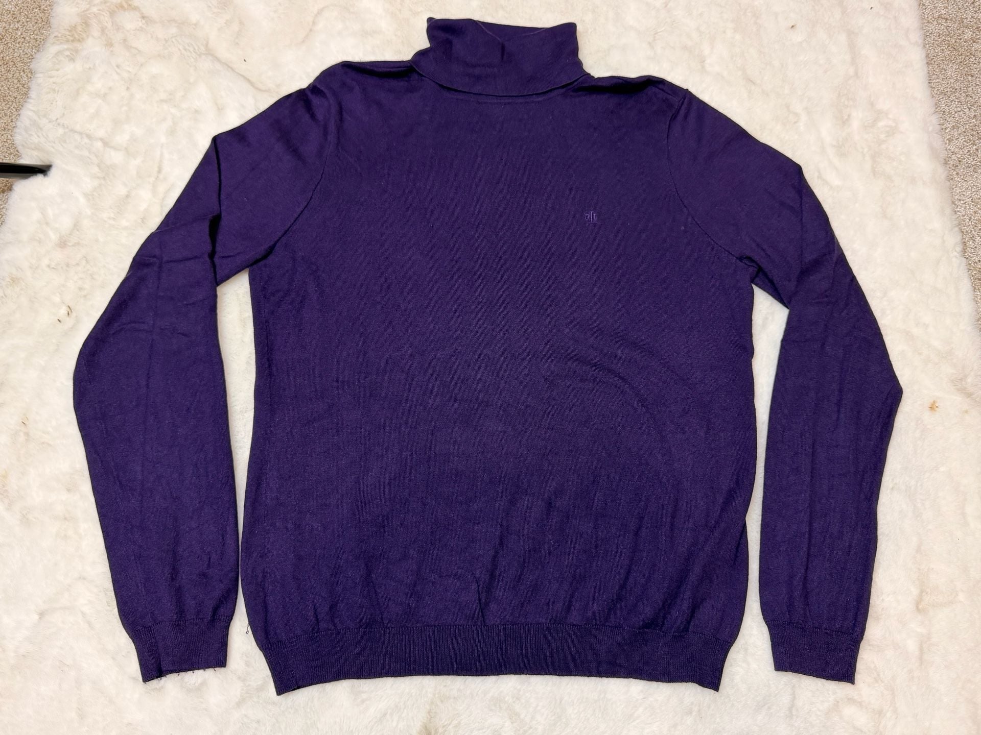 Lauren Ralph Lauren Turtleneck Sweater Size L Purple Silk Blend 2