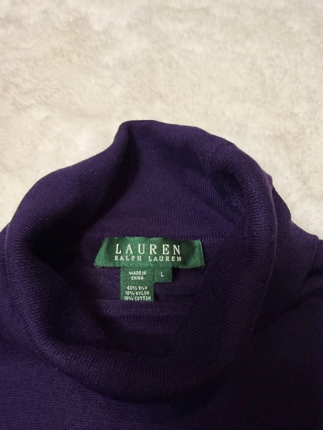 Lauren Ralph Lauren Turtleneck Sweater Size L Purple Silk Blend 5