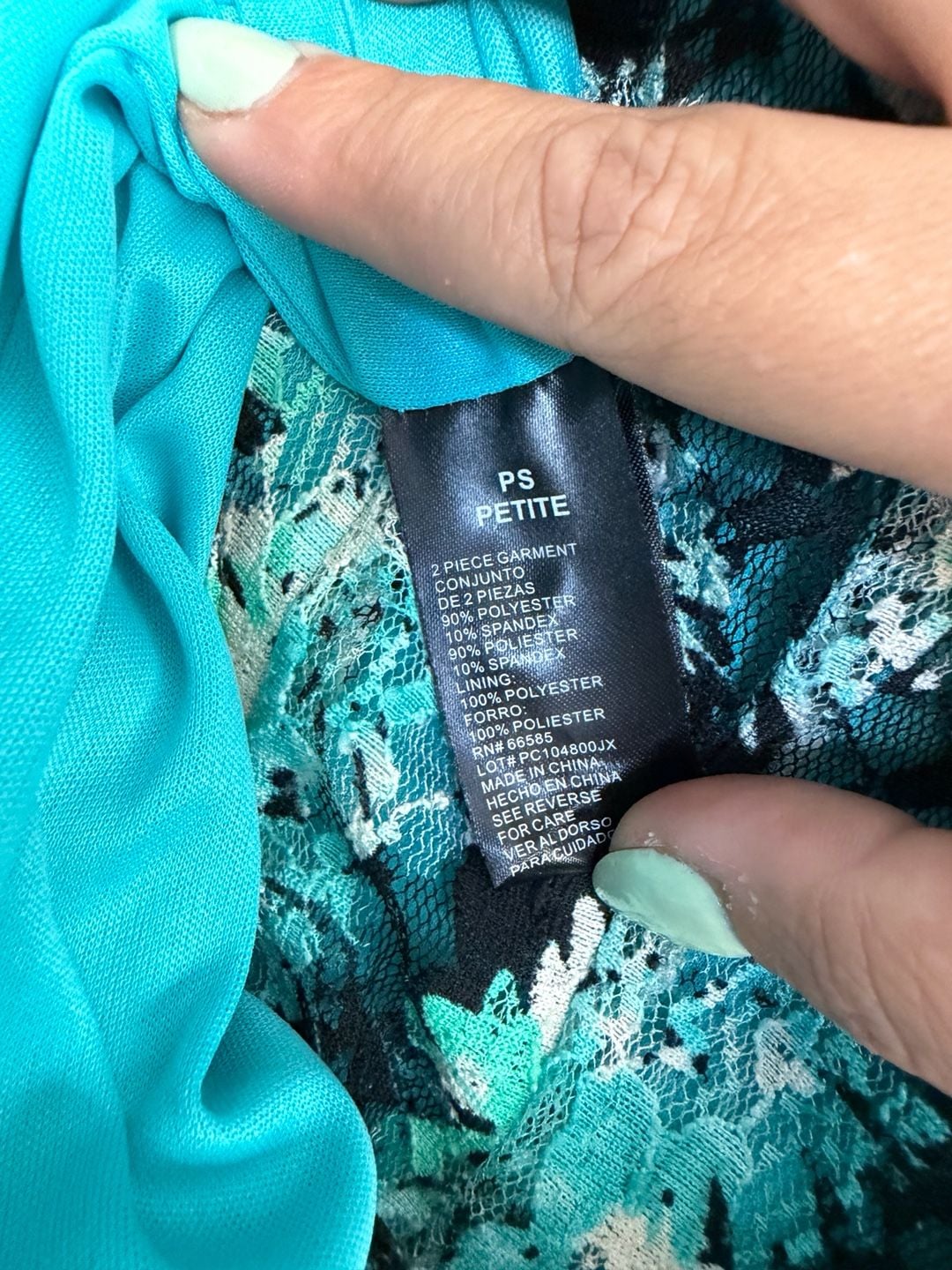 Perceptions Petite Dress Size PS Blue Floral Lace Sleeveless 4